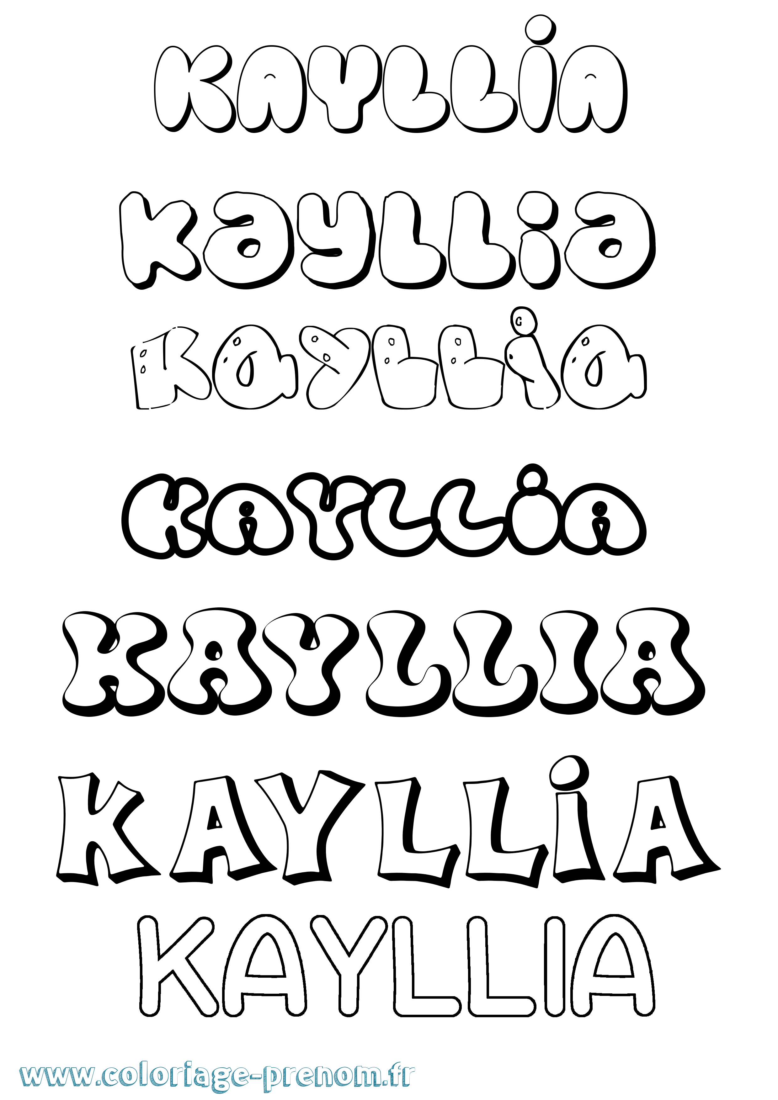 Coloriage Kayllia Bubble Coloriage prénom Kayllia Bubble