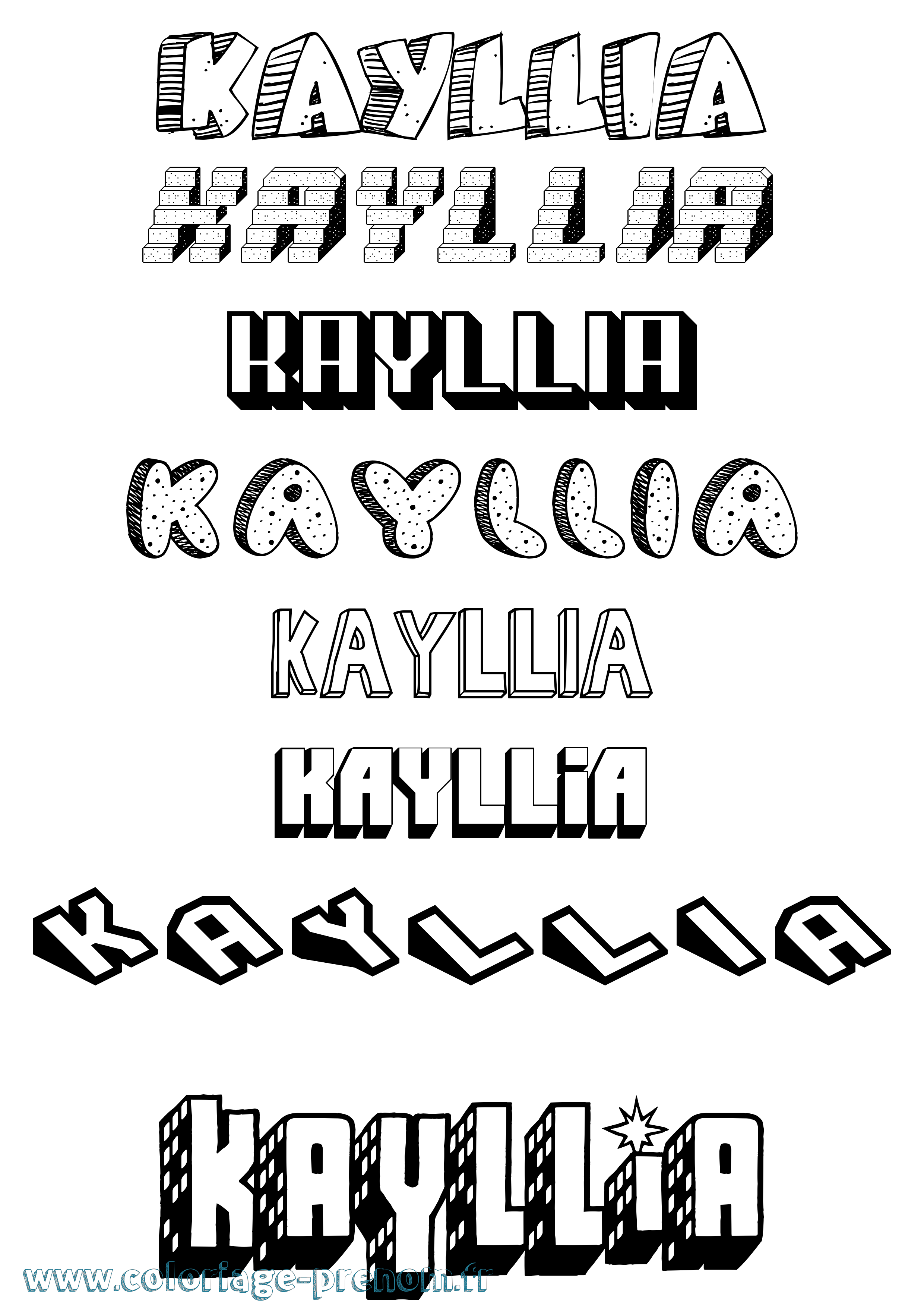 Coloriage Kayllia Effet 3D Coloriage prénom Kayllia Effet 3D