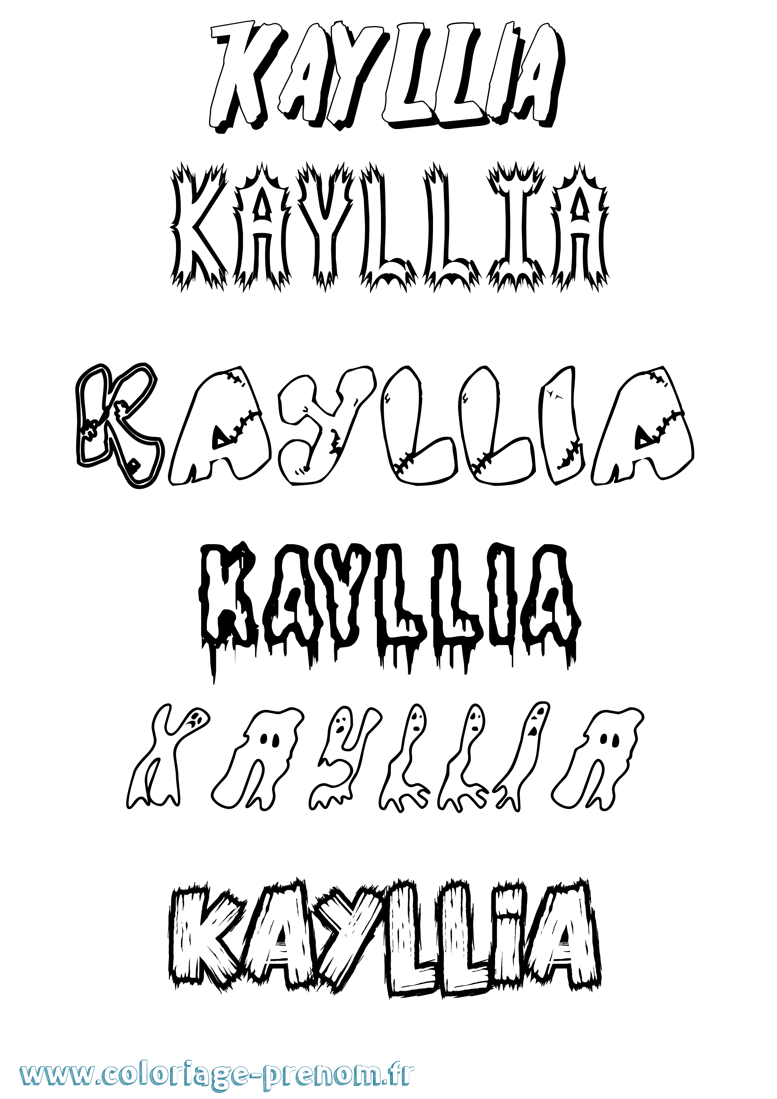 Coloriage Kayllia Frisson Coloriage prénom Kayllia Frisson