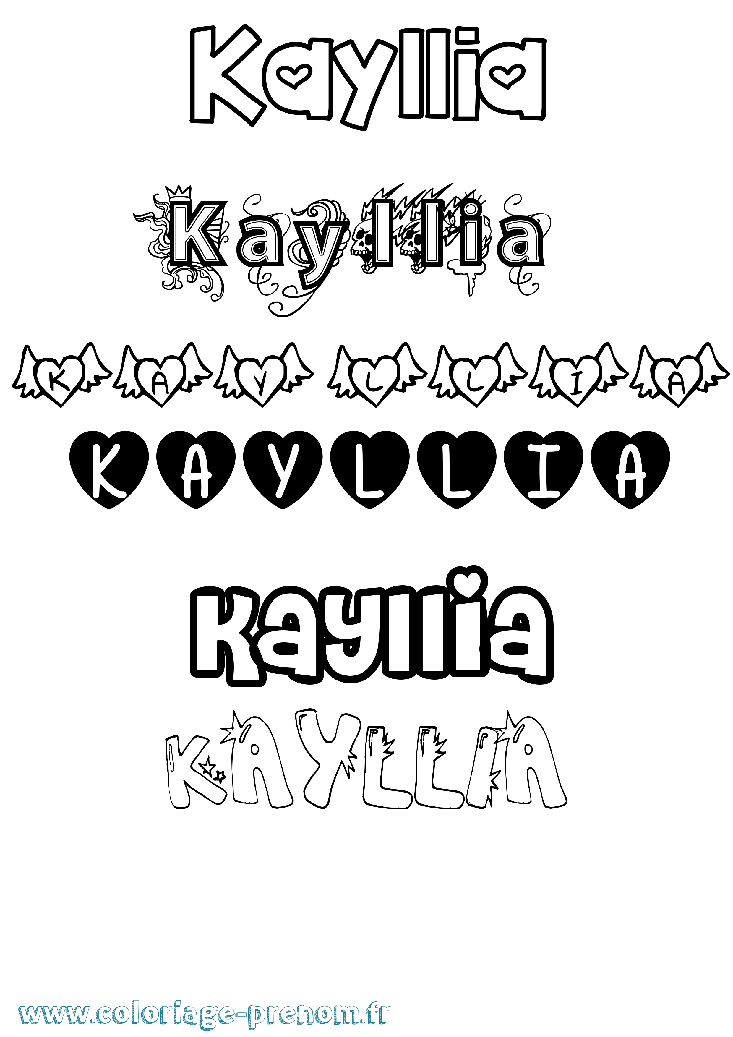 Coloriage Kayllia Girly Coloriage prénom Kayllia Girly