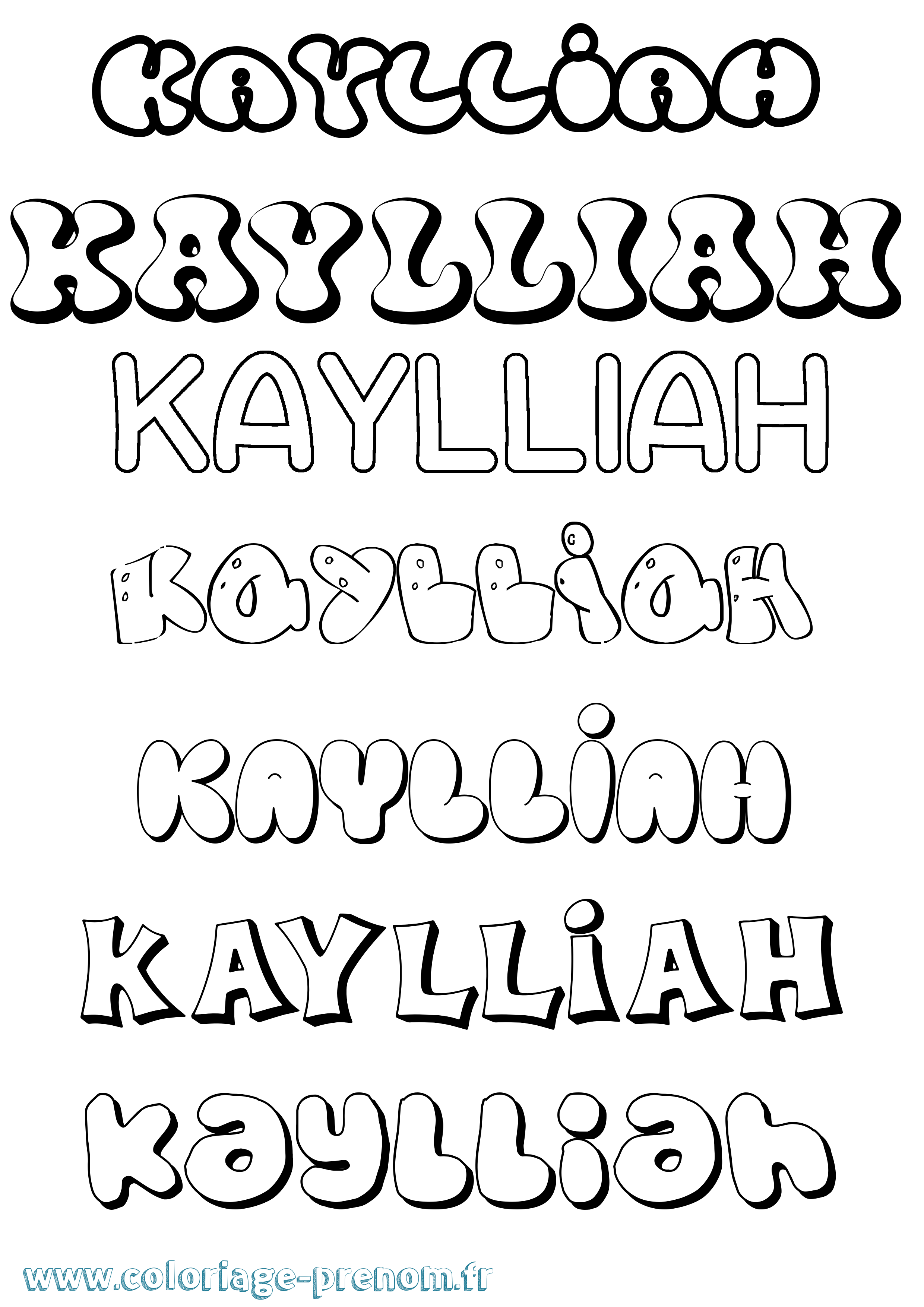Coloriage Kaylliah Bubble Coloriage prénom Kaylliah Bubble