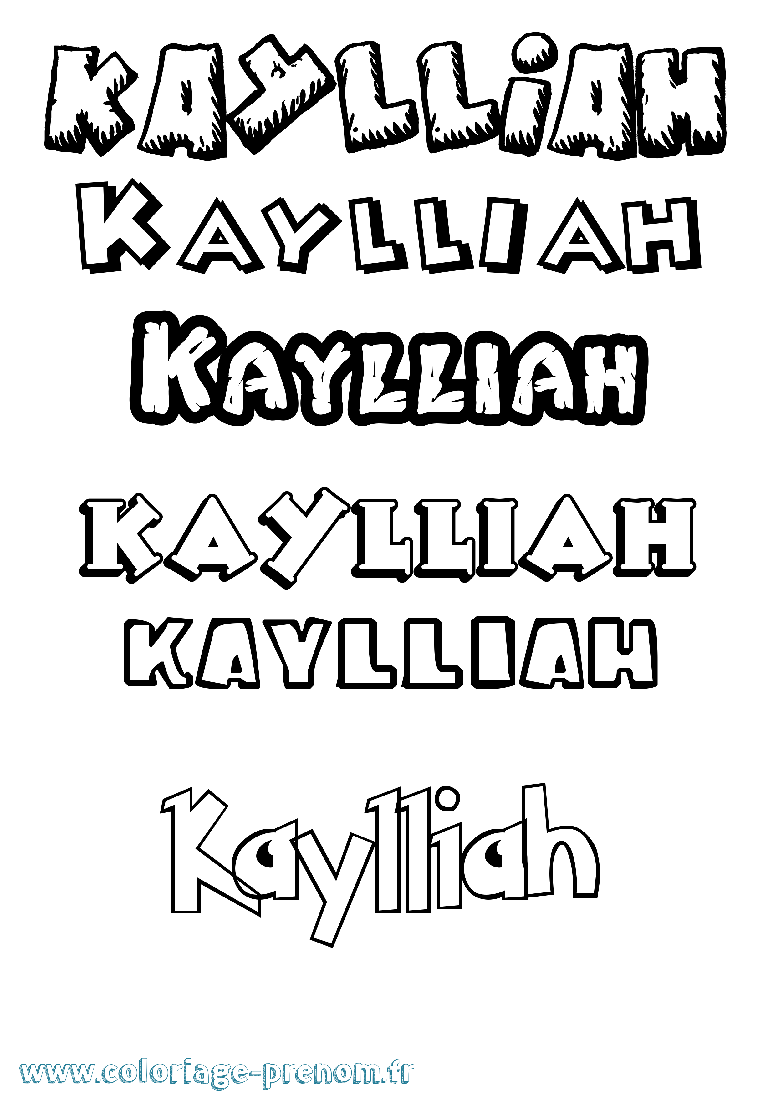 Coloriage Kaylliah Dessin Animé Coloriage prénom Kaylliah Dessin Animé