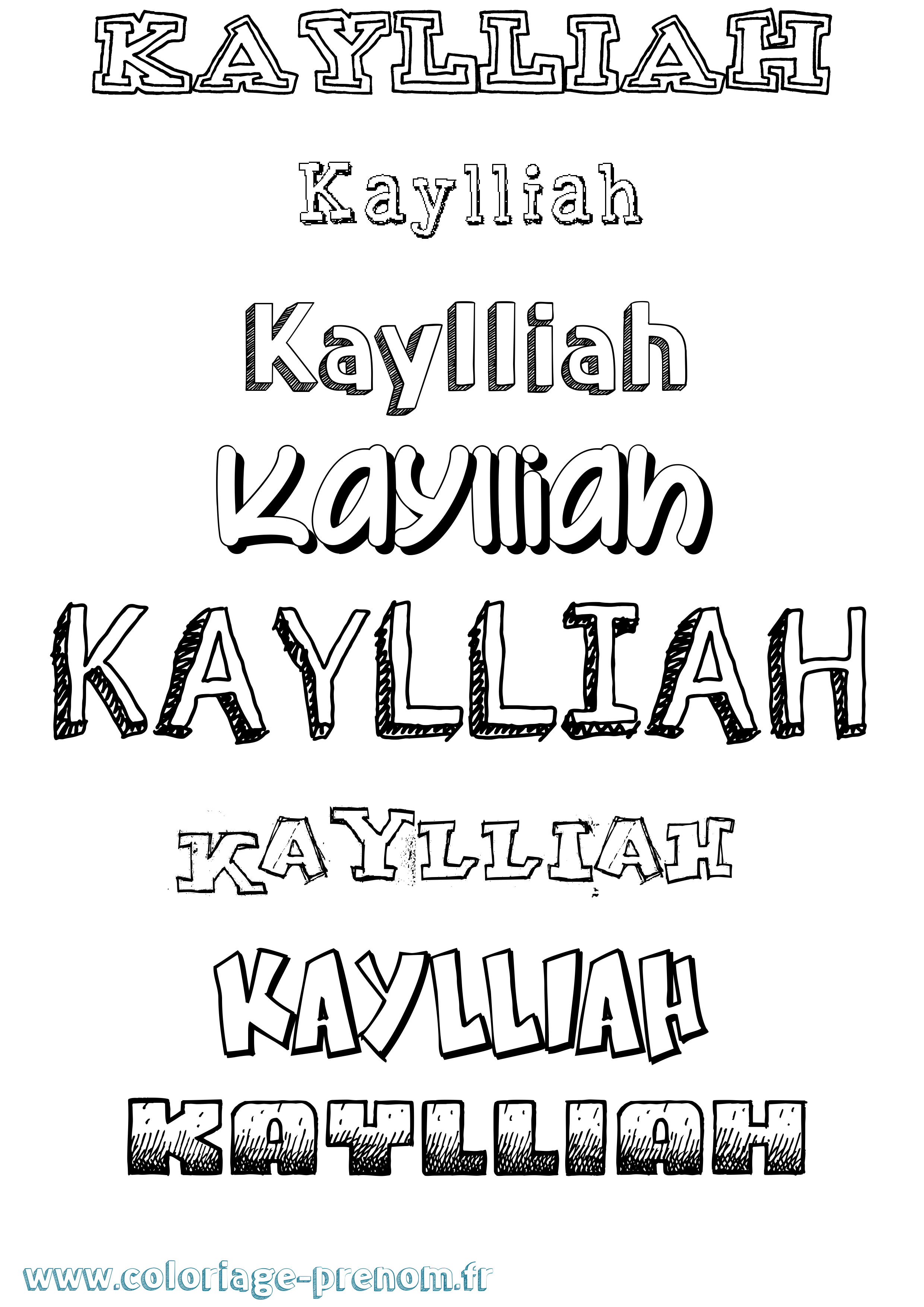 Coloriage Kaylliah Dessiné Coloriage prénom Kaylliah Dessiné