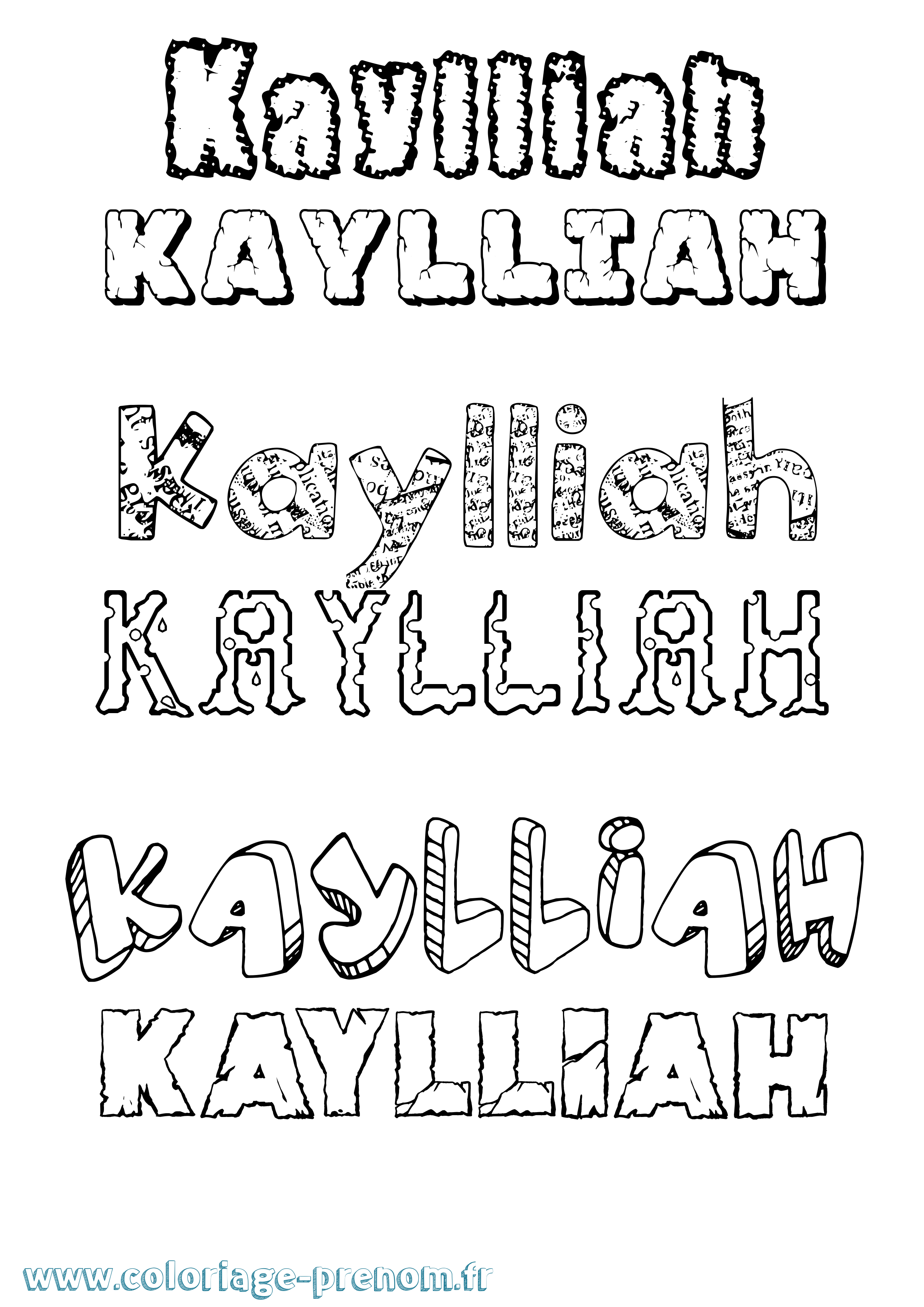 Coloriage Kaylliah Destructuré Coloriage prénom Kaylliah Destructuré