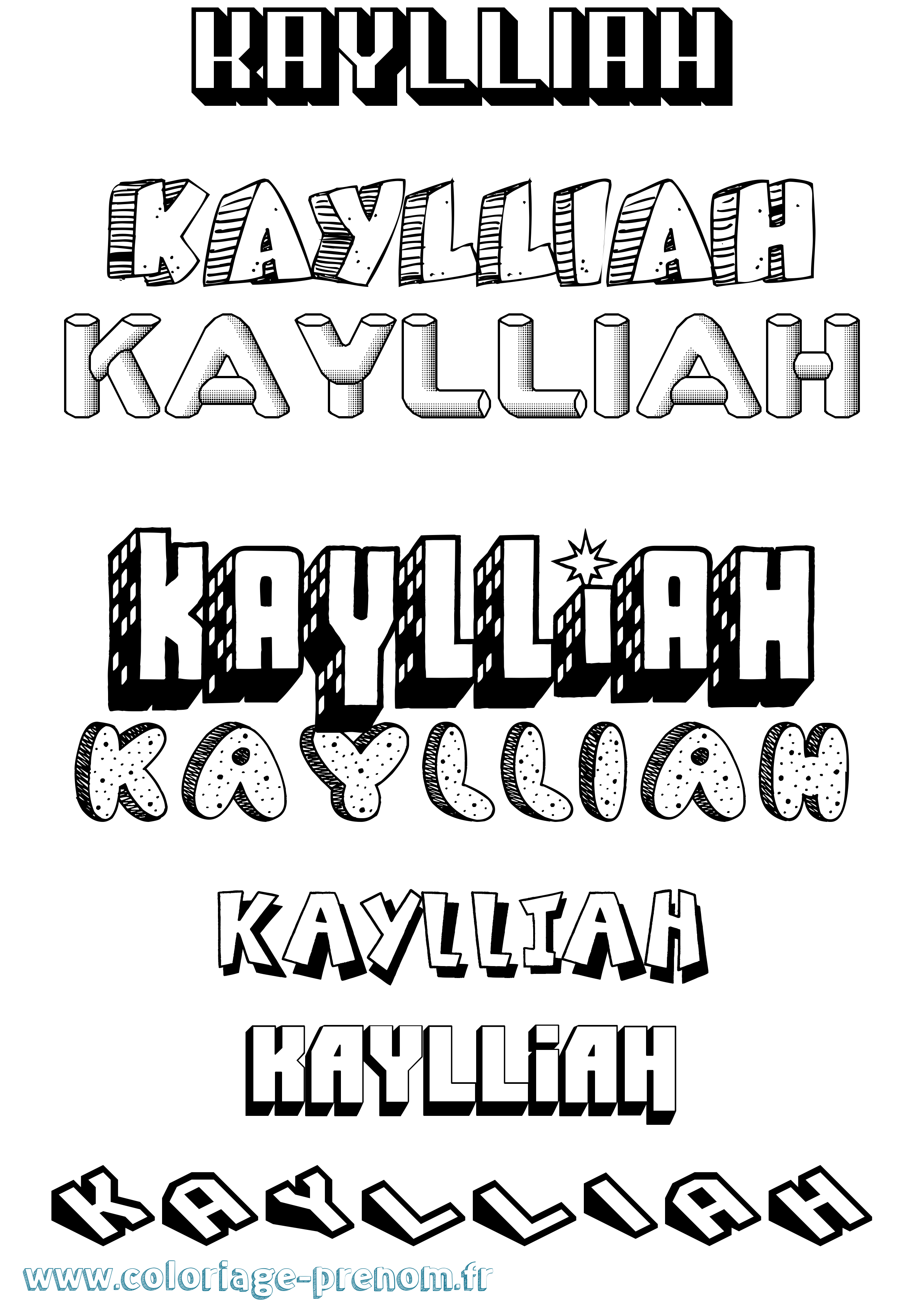 Coloriage Kaylliah Effet 3D Coloriage prénom Kaylliah Effet 3D