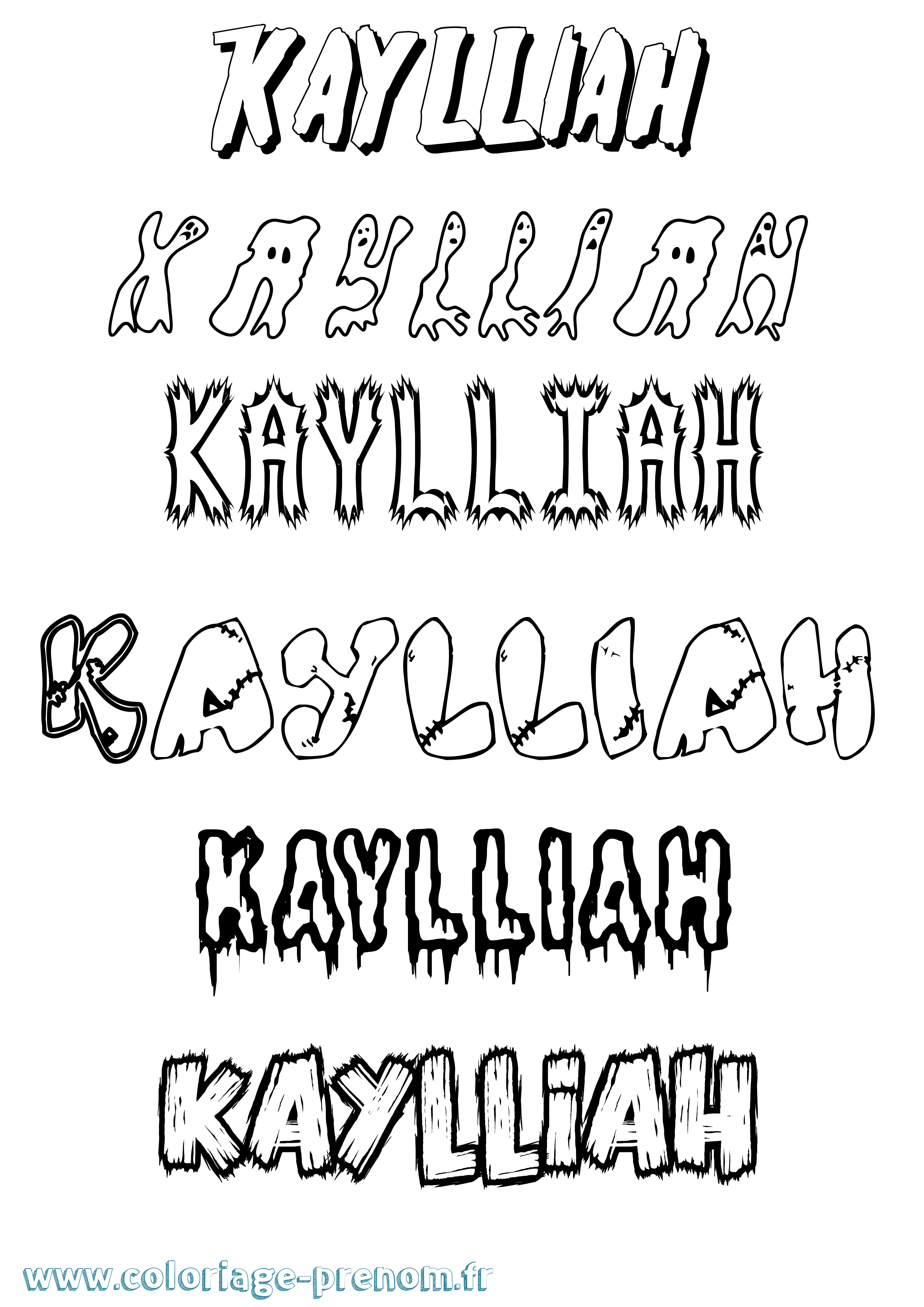 Coloriage Kaylliah Frisson Coloriage prénom Kaylliah Frisson
