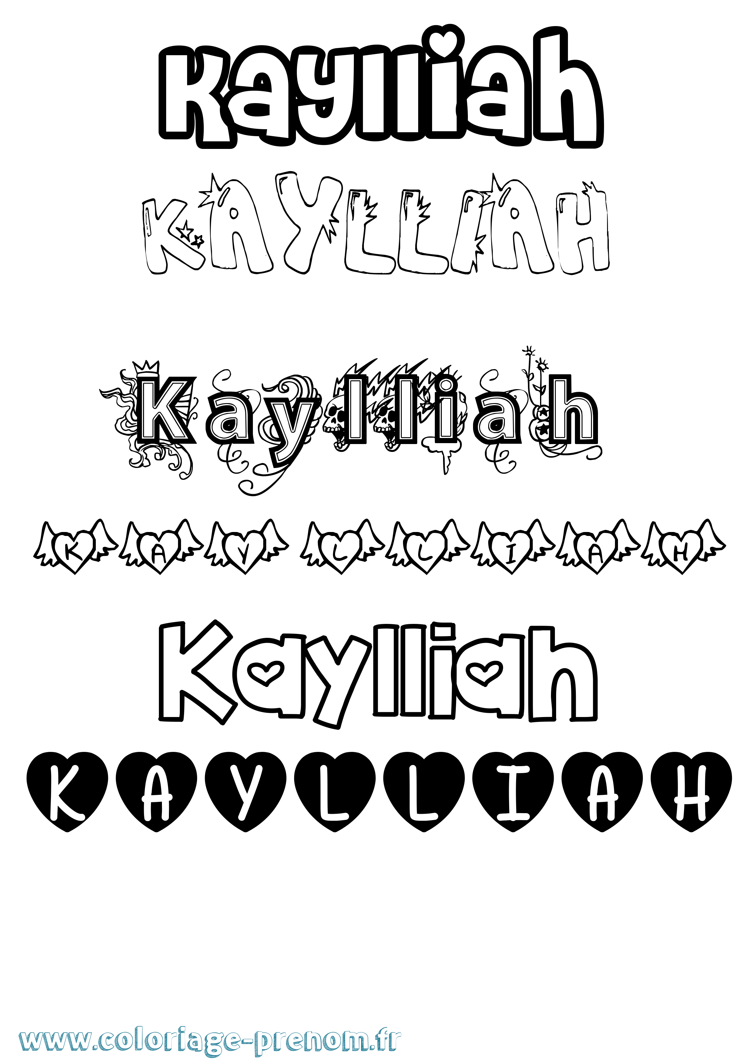 Coloriage Kaylliah Girly Coloriage prénom Kaylliah Girly