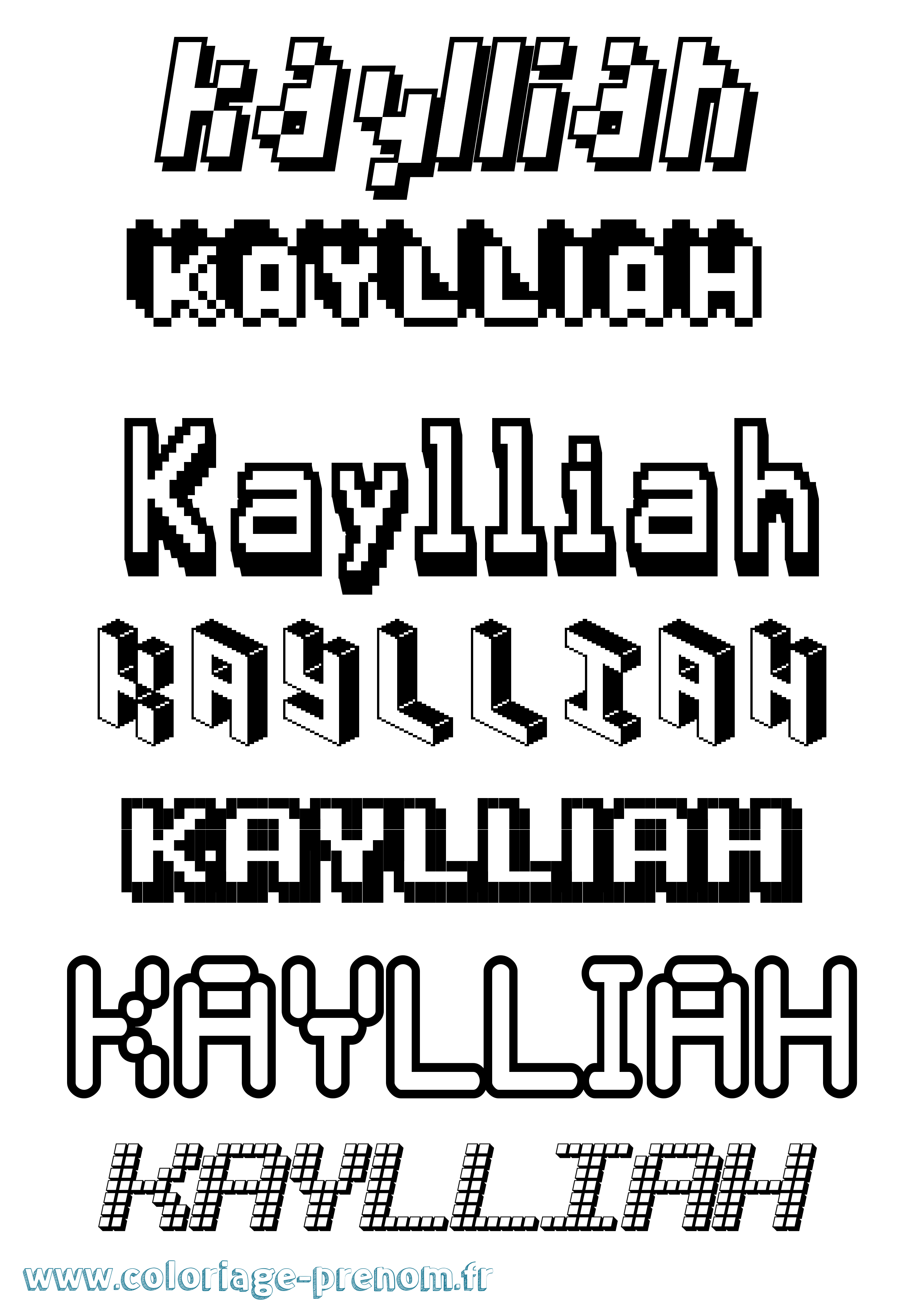 Coloriage Kaylliah Pixel Coloriage prénom Kaylliah Pixel