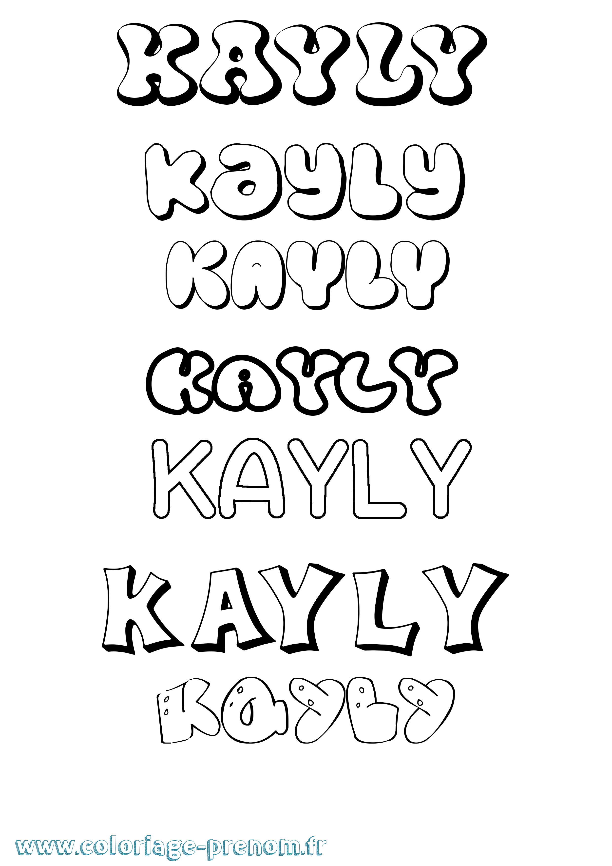 Coloriage Kayly Bubble Coloriage prénom Kayly Bubble