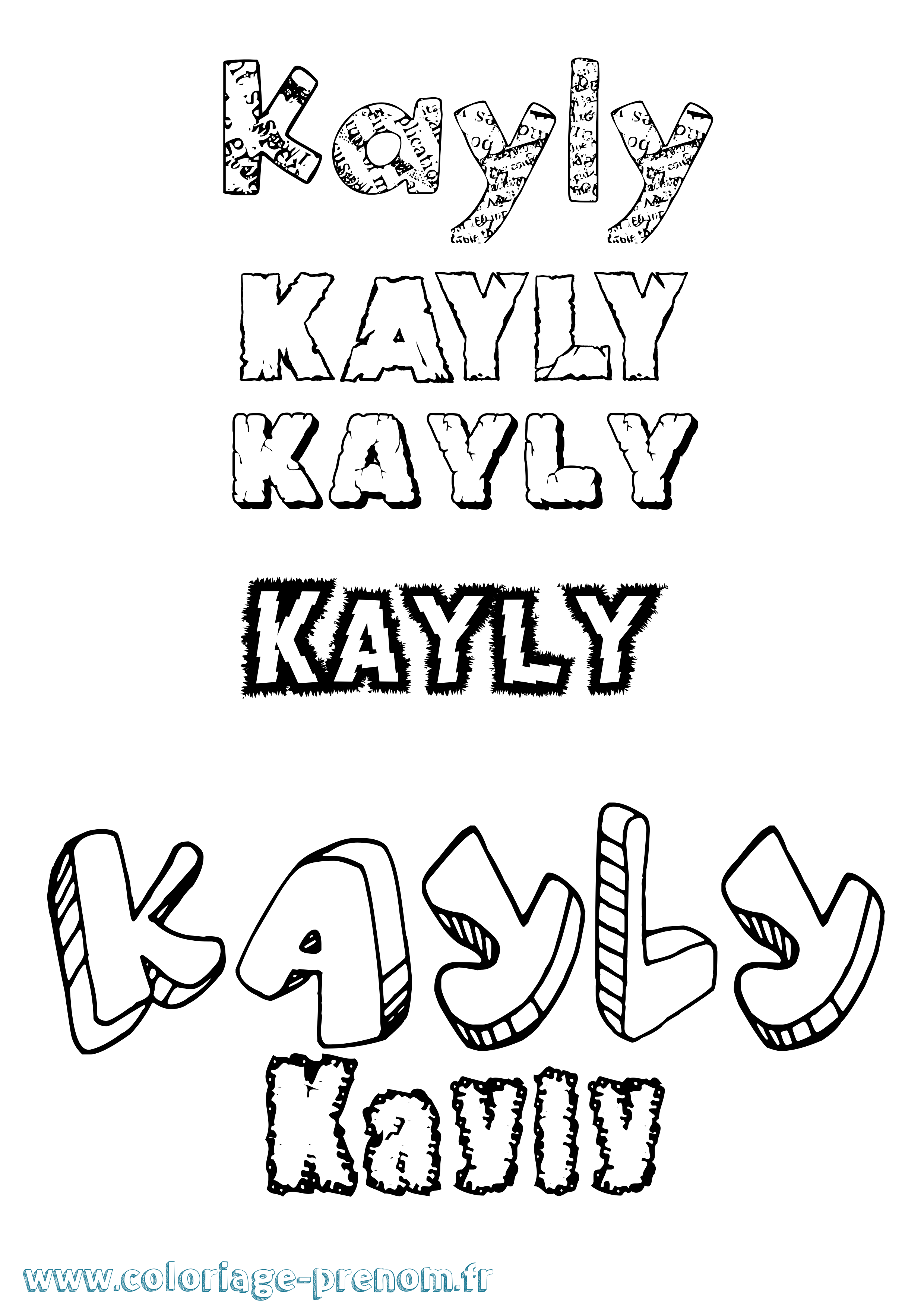 Coloriage Kayly Destructuré Coloriage prénom Kayly Destructuré