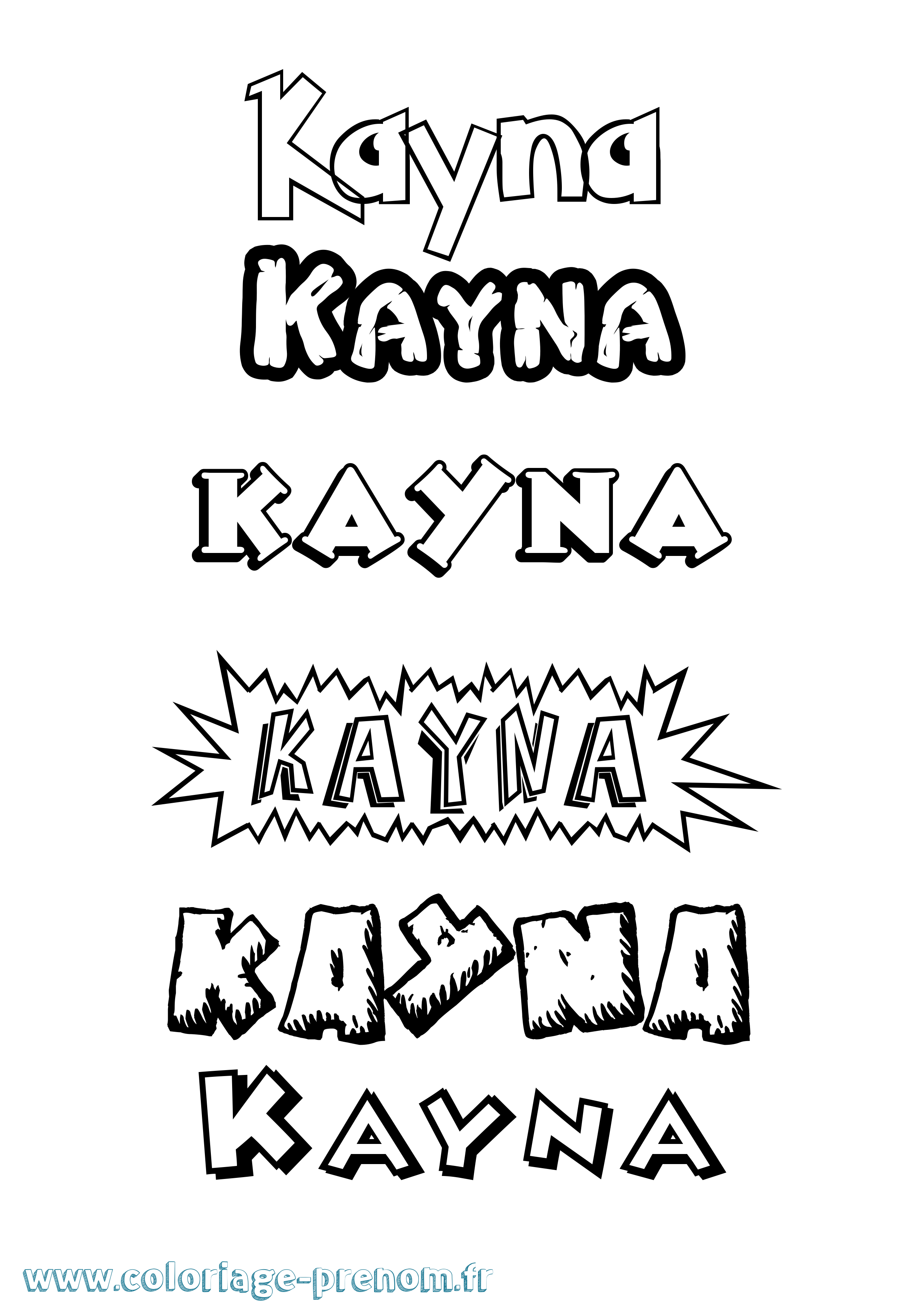 Coloriage Kayna Dessin Animé Coloriage prénom Kayna Dessin Animé