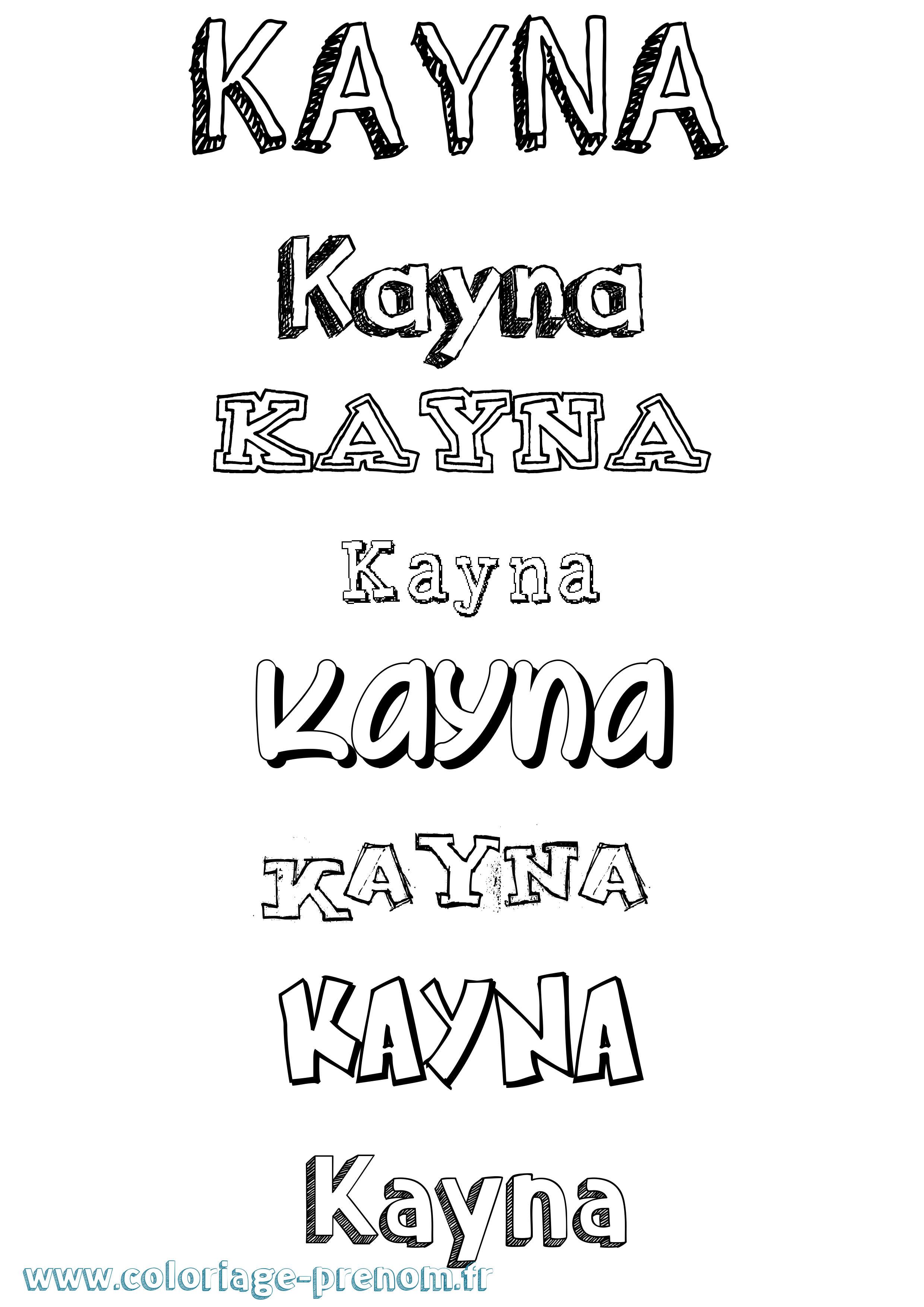 Coloriage Kayna Dessiné Coloriage prénom Kayna Dessiné