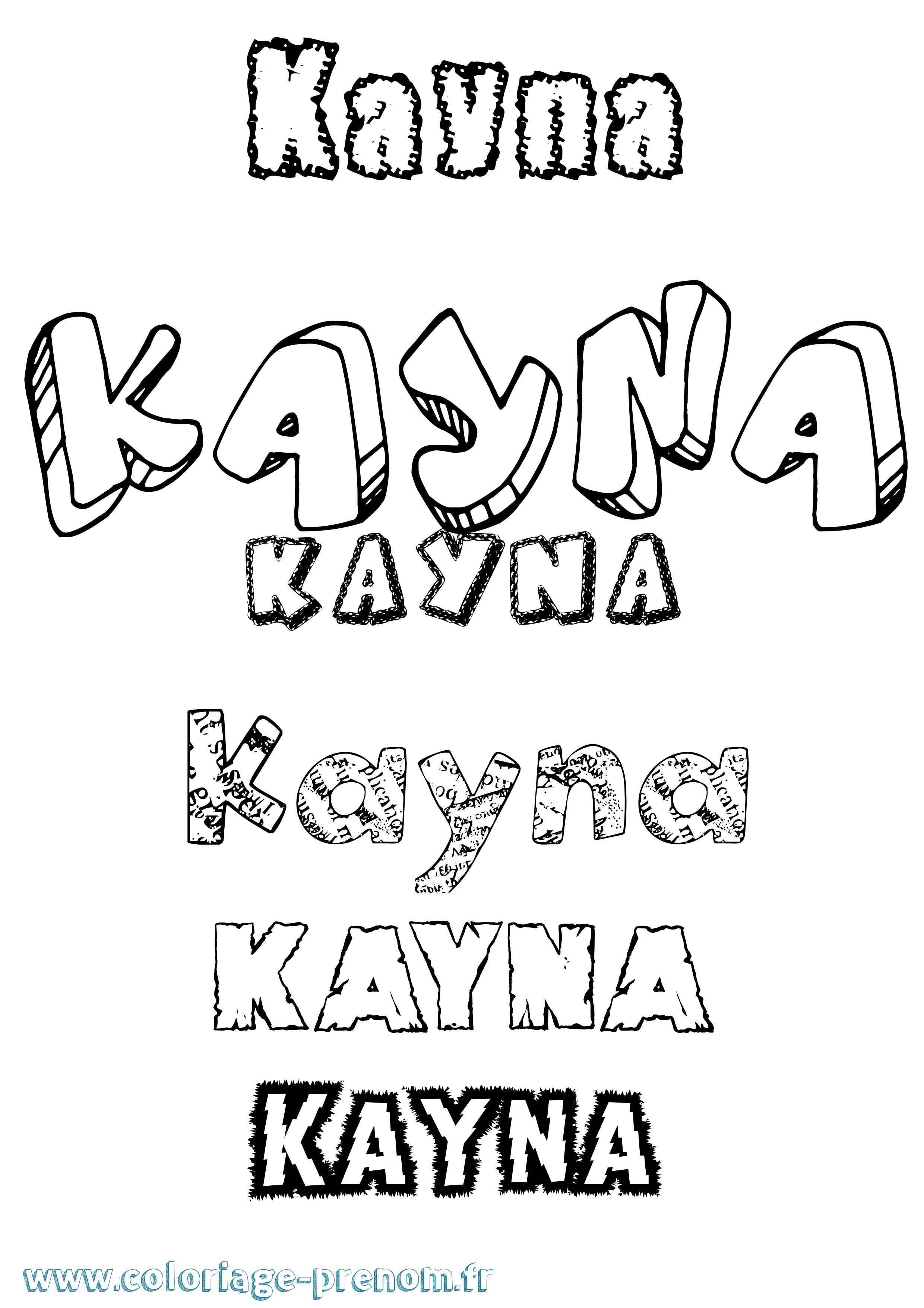 Coloriage Kayna Destructuré Coloriage prénom Kayna Destructuré