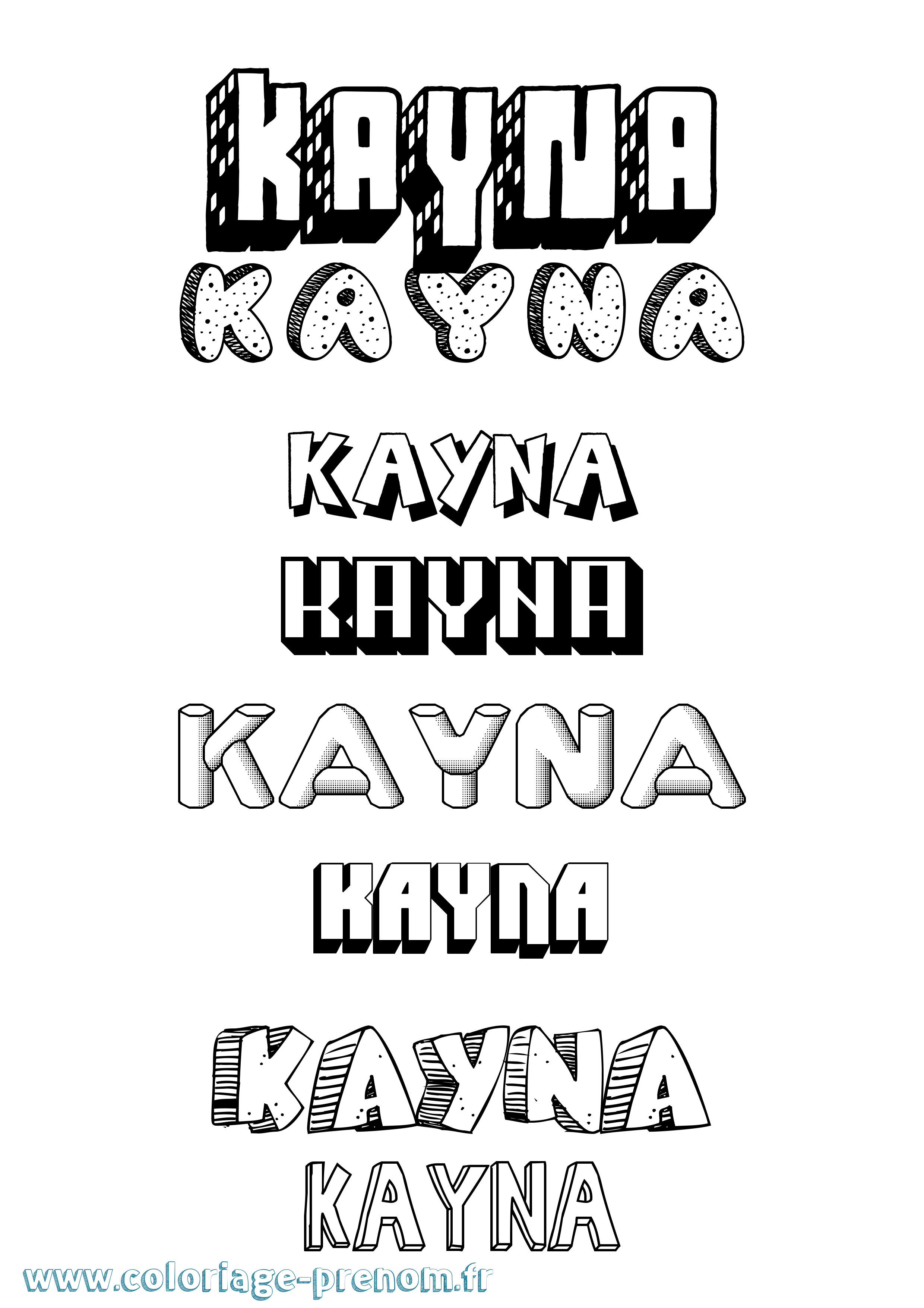 Coloriage Kayna Effet 3D Coloriage prénom Kayna Effet 3D