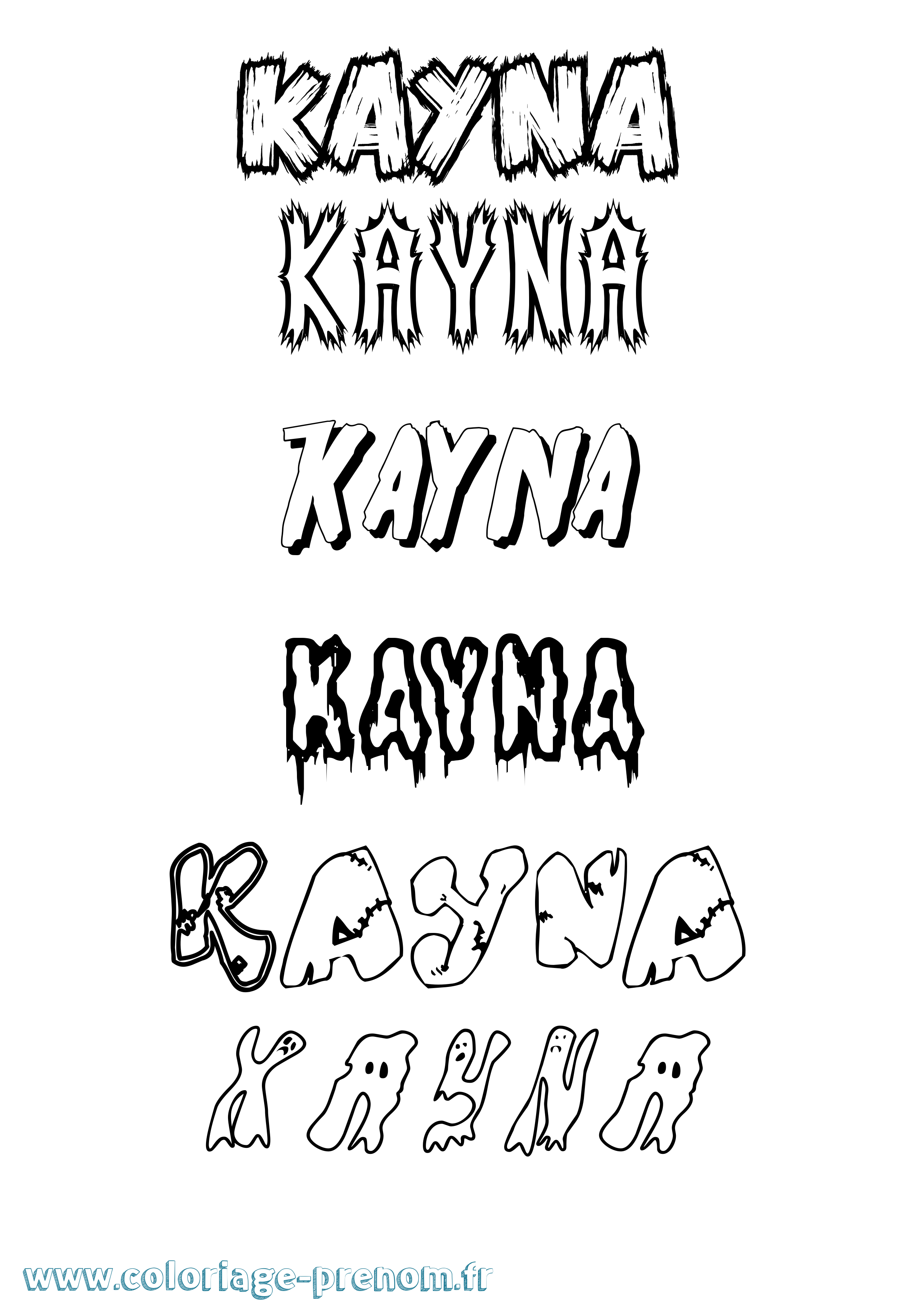 Coloriage Kayna Frisson Coloriage prénom Kayna Frisson