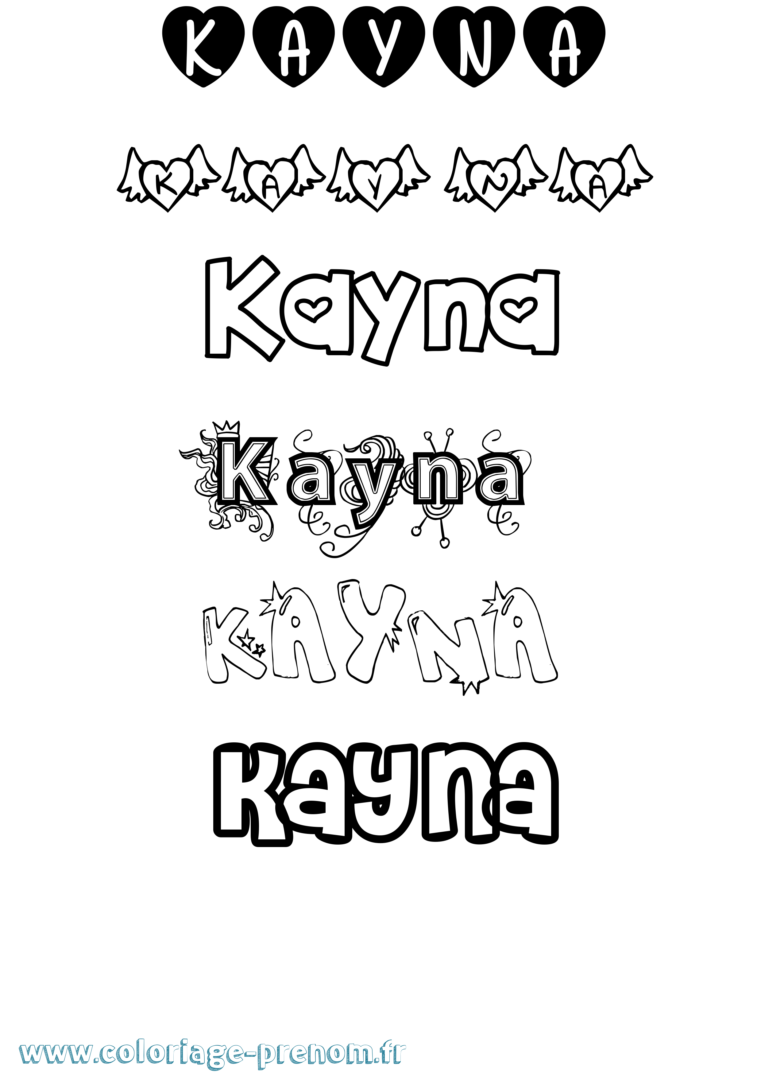 Coloriage Kayna Girly Coloriage prénom Kayna Girly