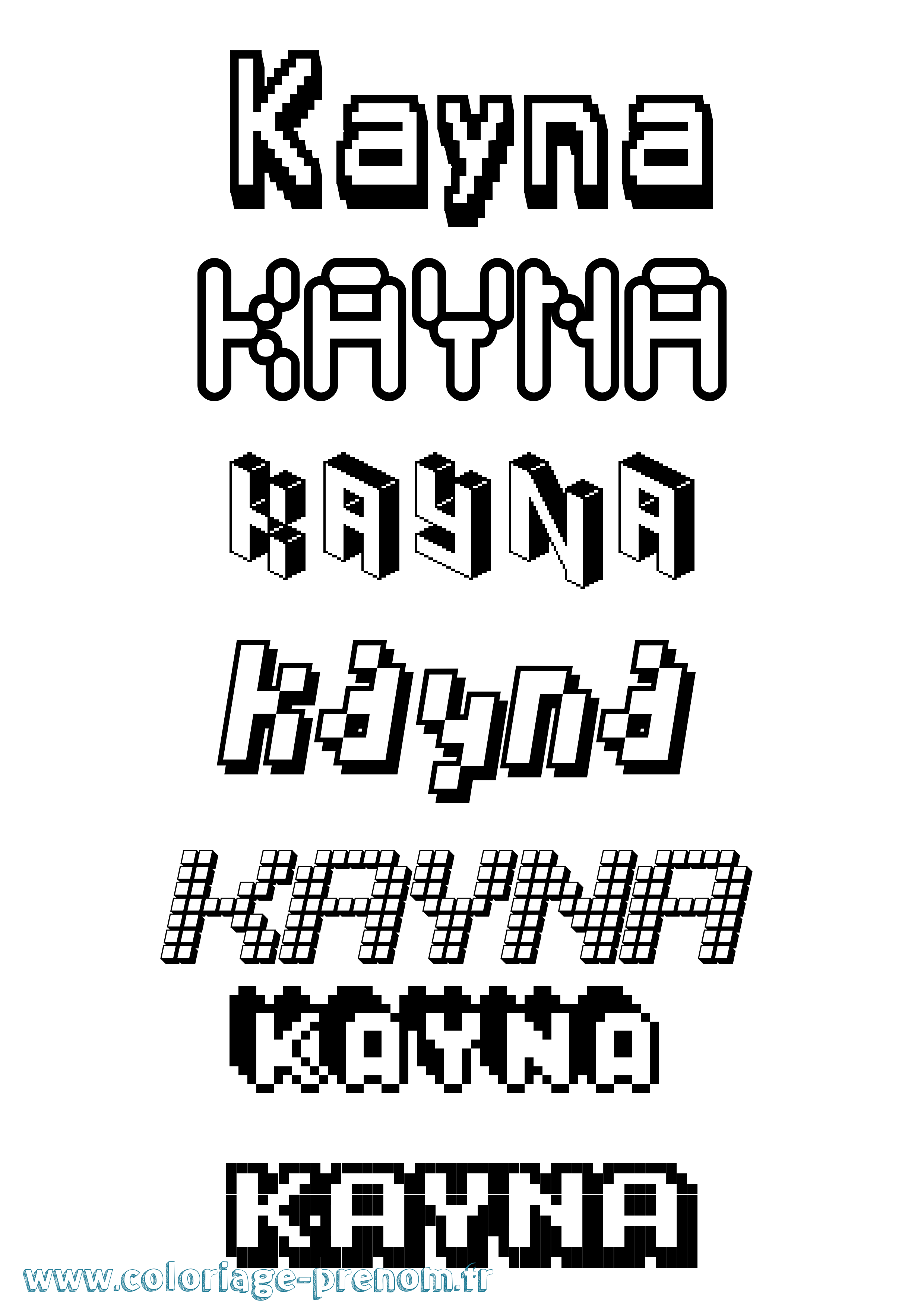 Coloriage Kayna Pixel Coloriage prénom Kayna Pixel