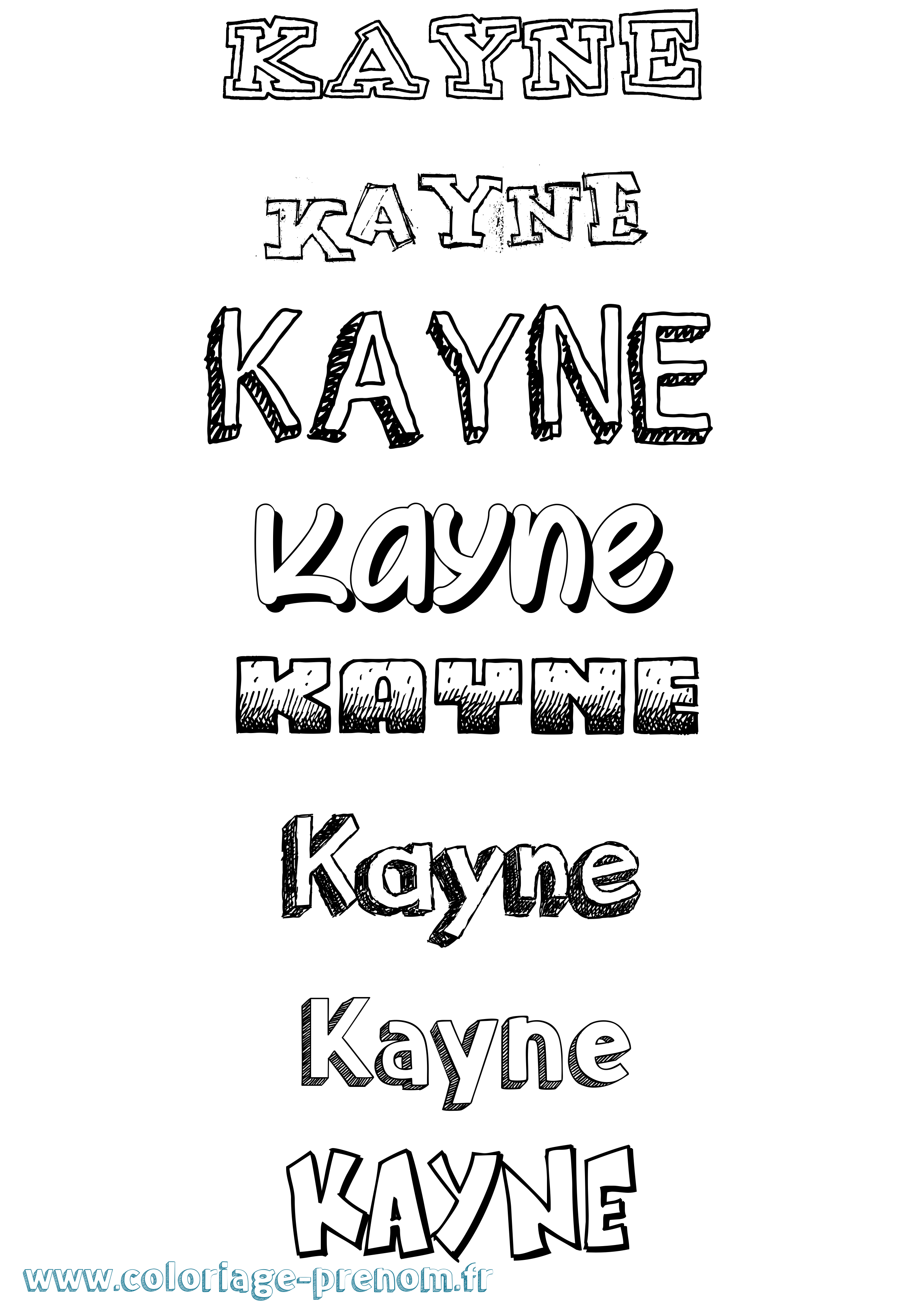 Coloriage Kayne Dessiné Coloriage prénom Kayne Dessiné