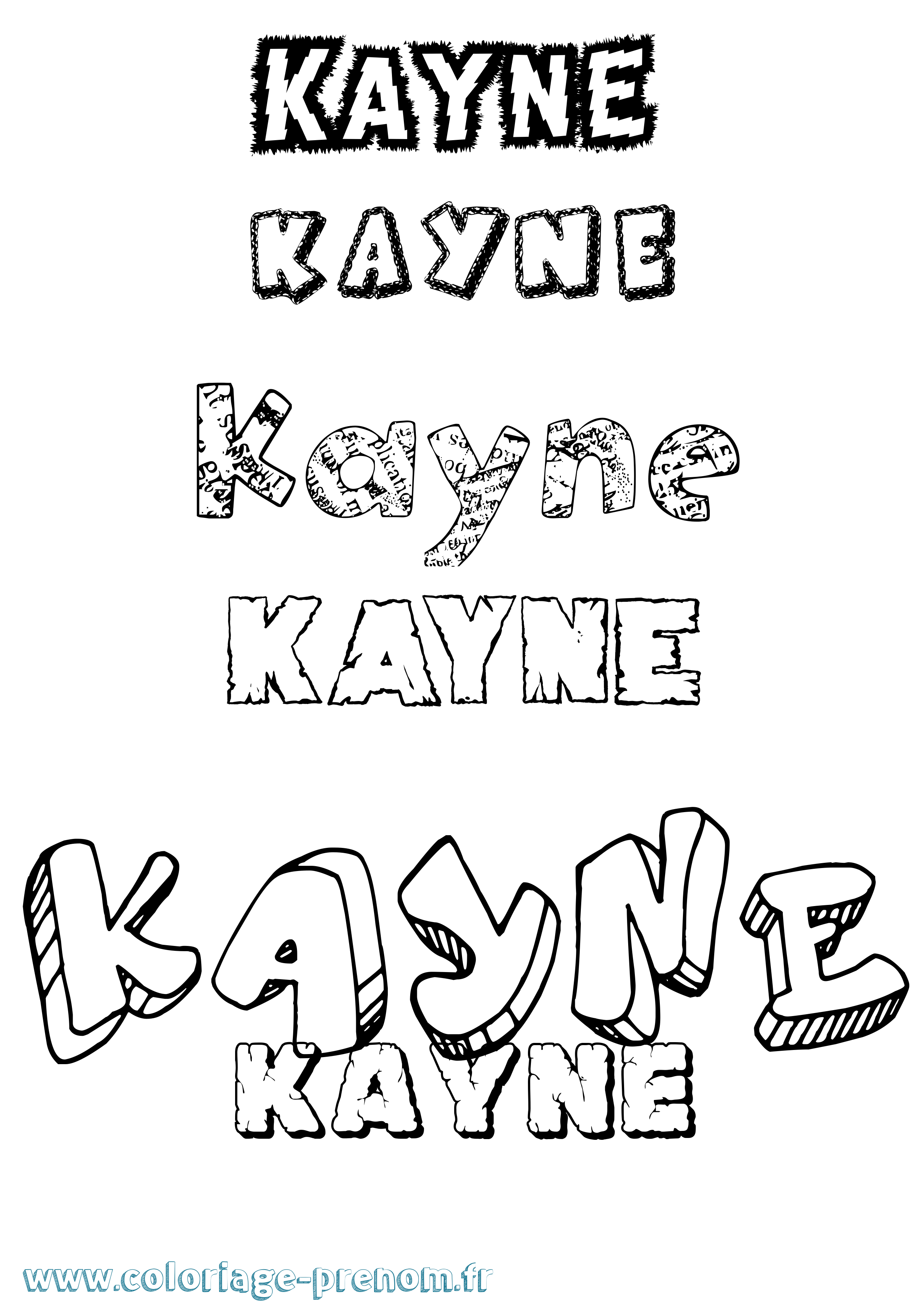 Coloriage Kayne Destructuré Coloriage prénom Kayne Destructuré