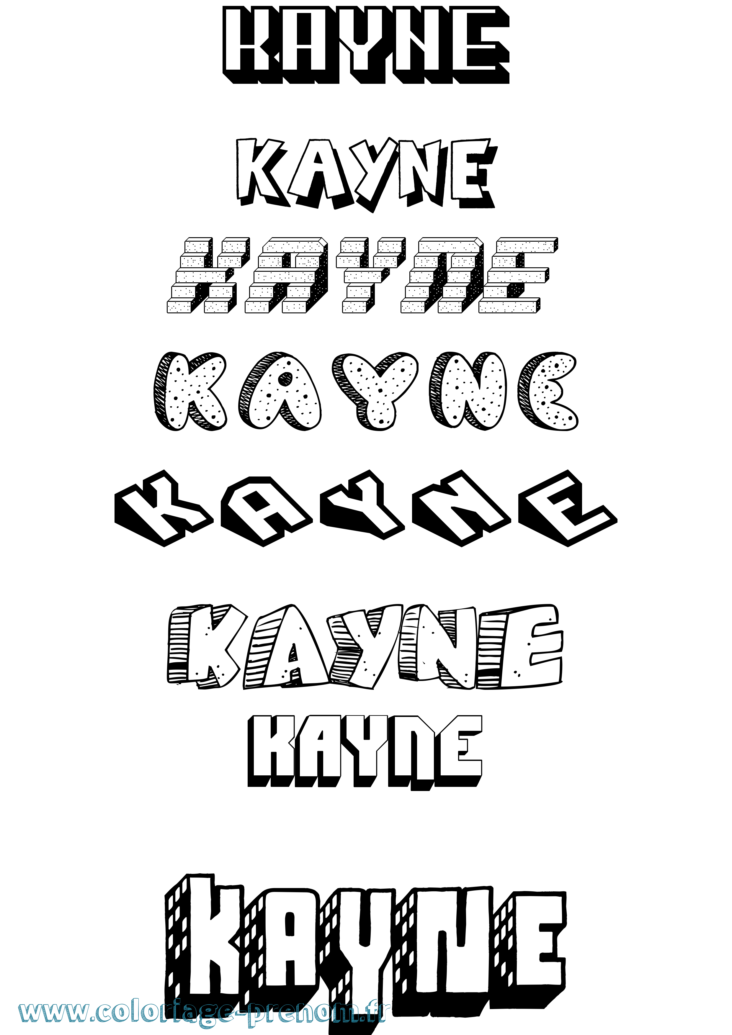 Coloriage Kayne Effet 3D Coloriage prénom Kayne Effet 3D