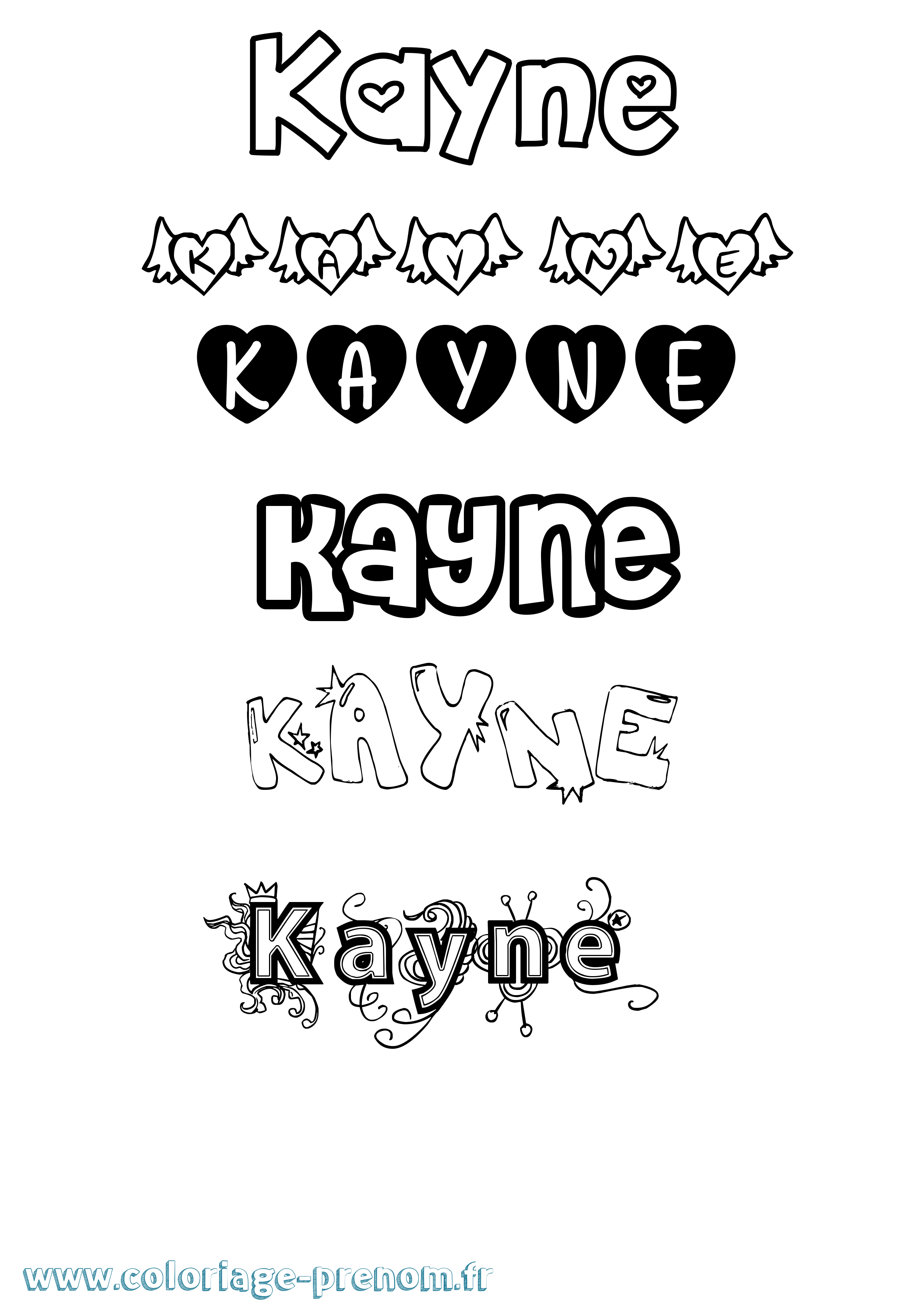 Coloriage Kayne Girly Coloriage prénom Kayne Girly