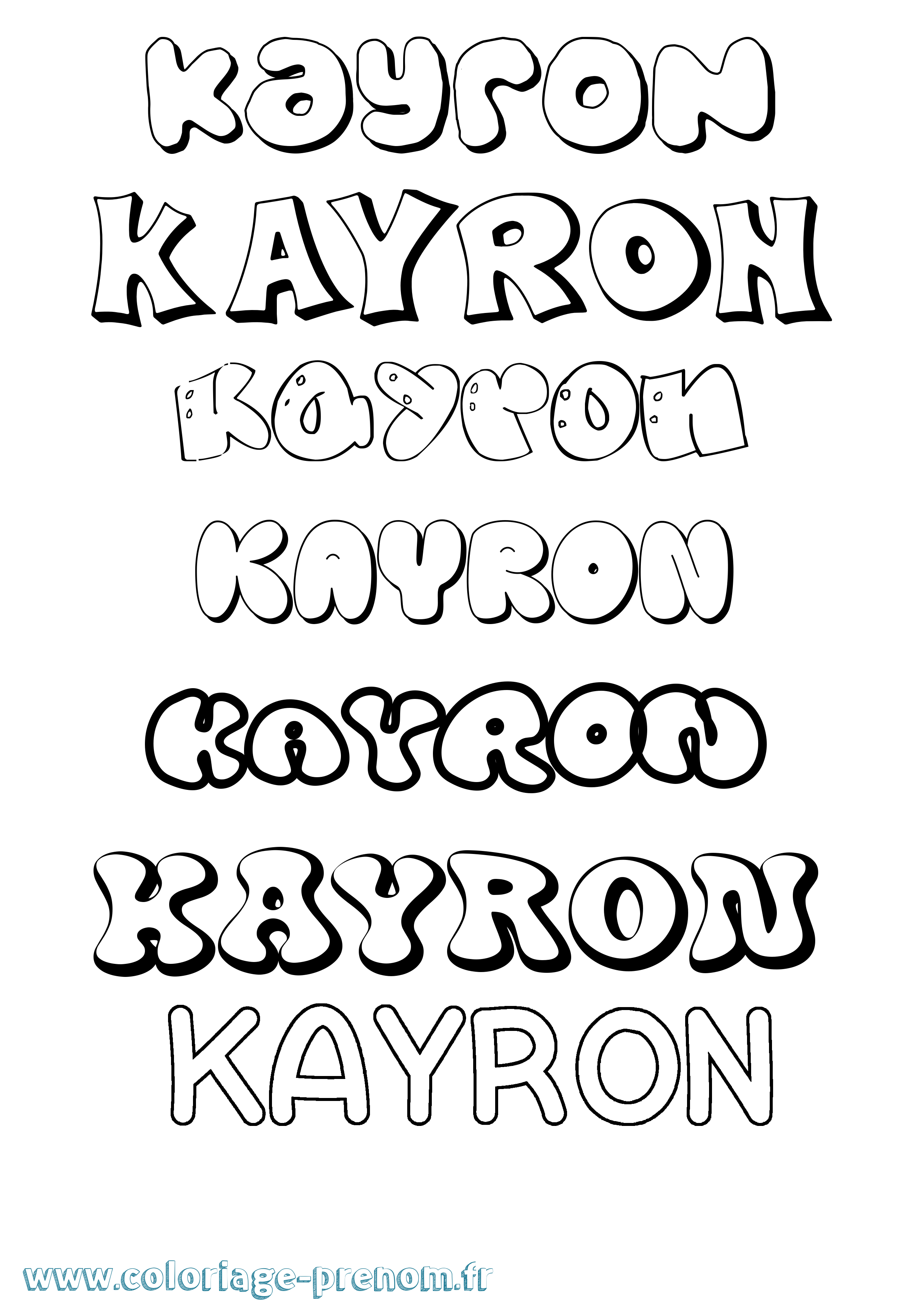 Coloriage Kayron Bubble Coloriage prénom Kayron Bubble