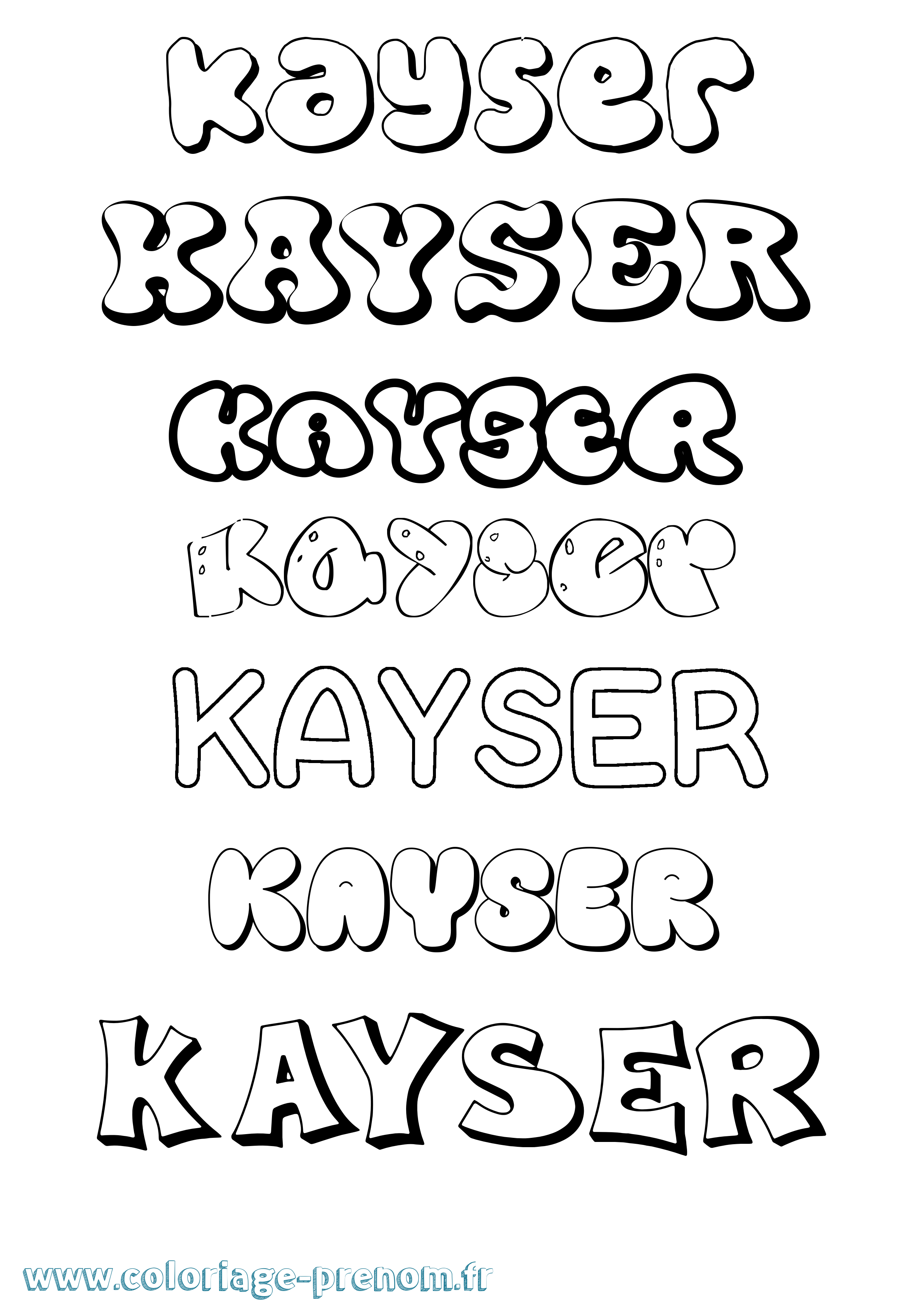 Coloriage Kayser Bubble Coloriage prénom Kayser Bubble