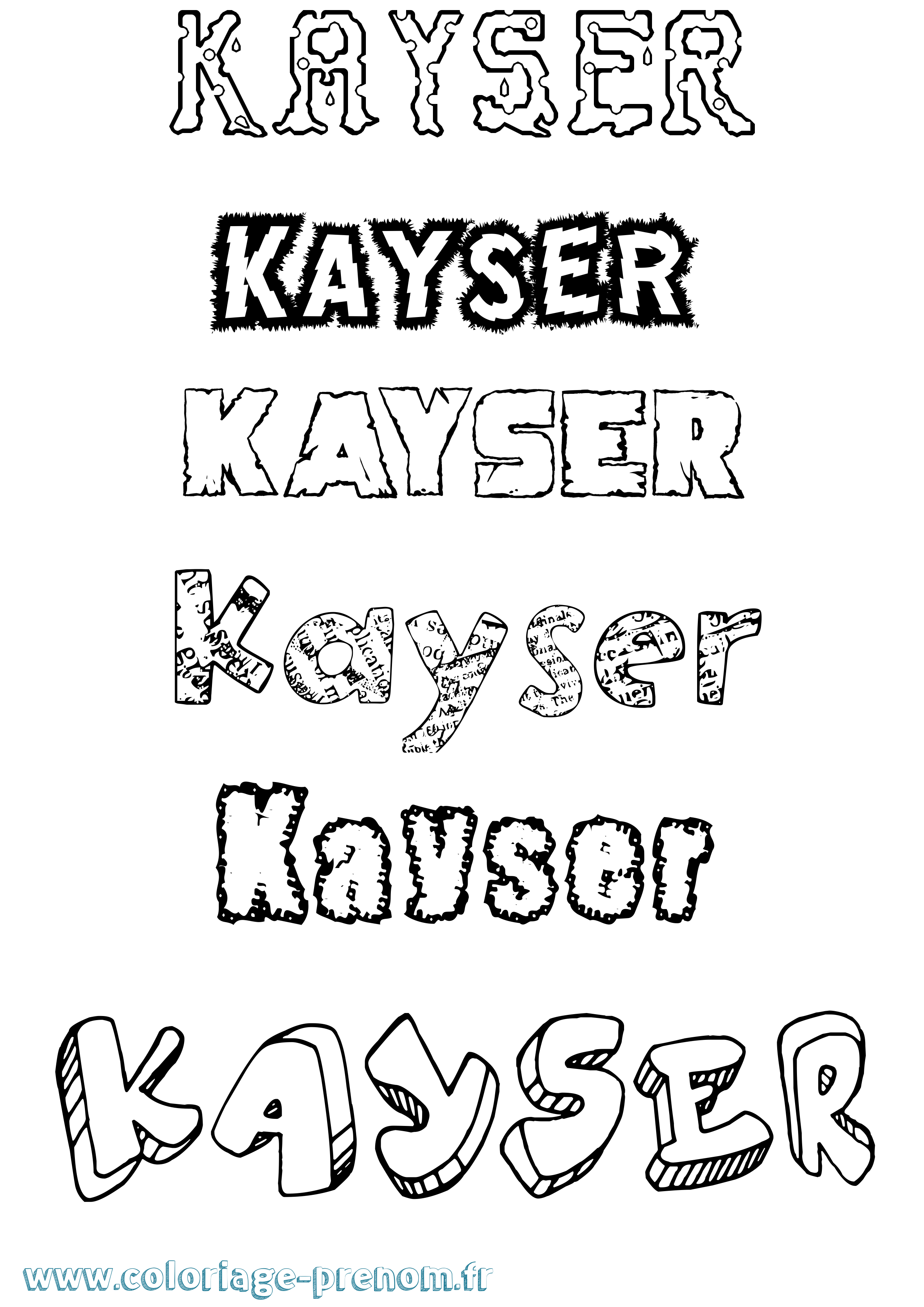 Coloriage Kayser Destructuré Coloriage prénom Kayser Destructuré