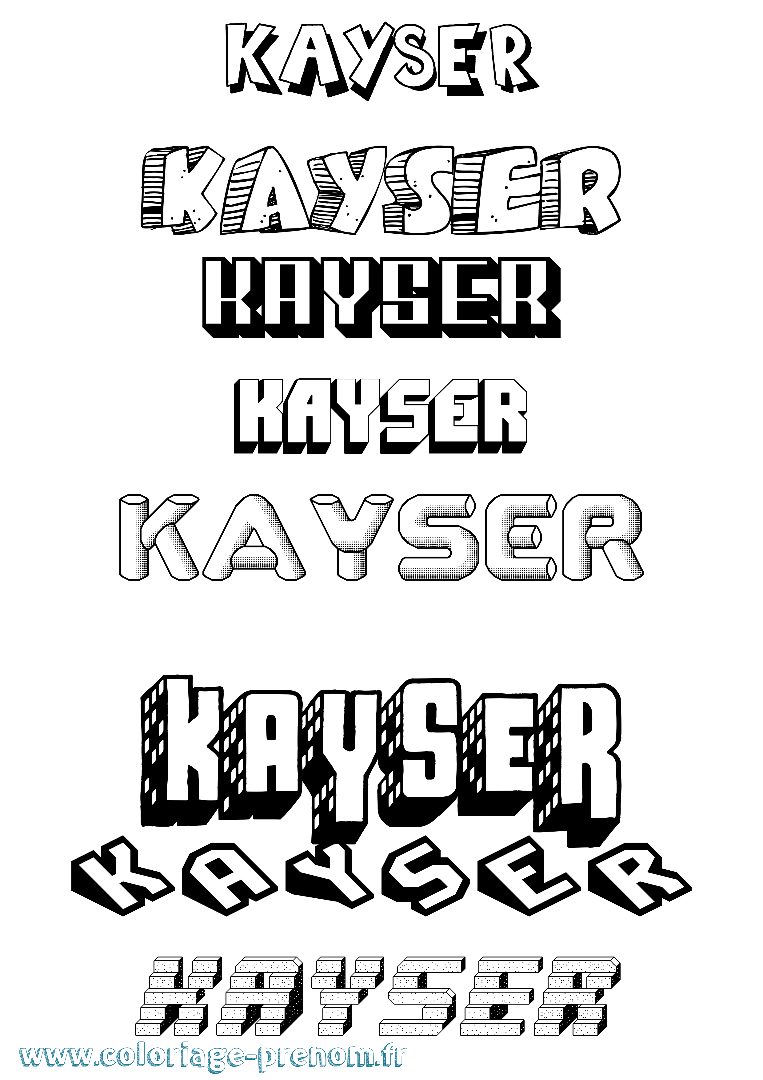 Coloriage Kayser Effet 3D Coloriage prénom Kayser Effet 3D