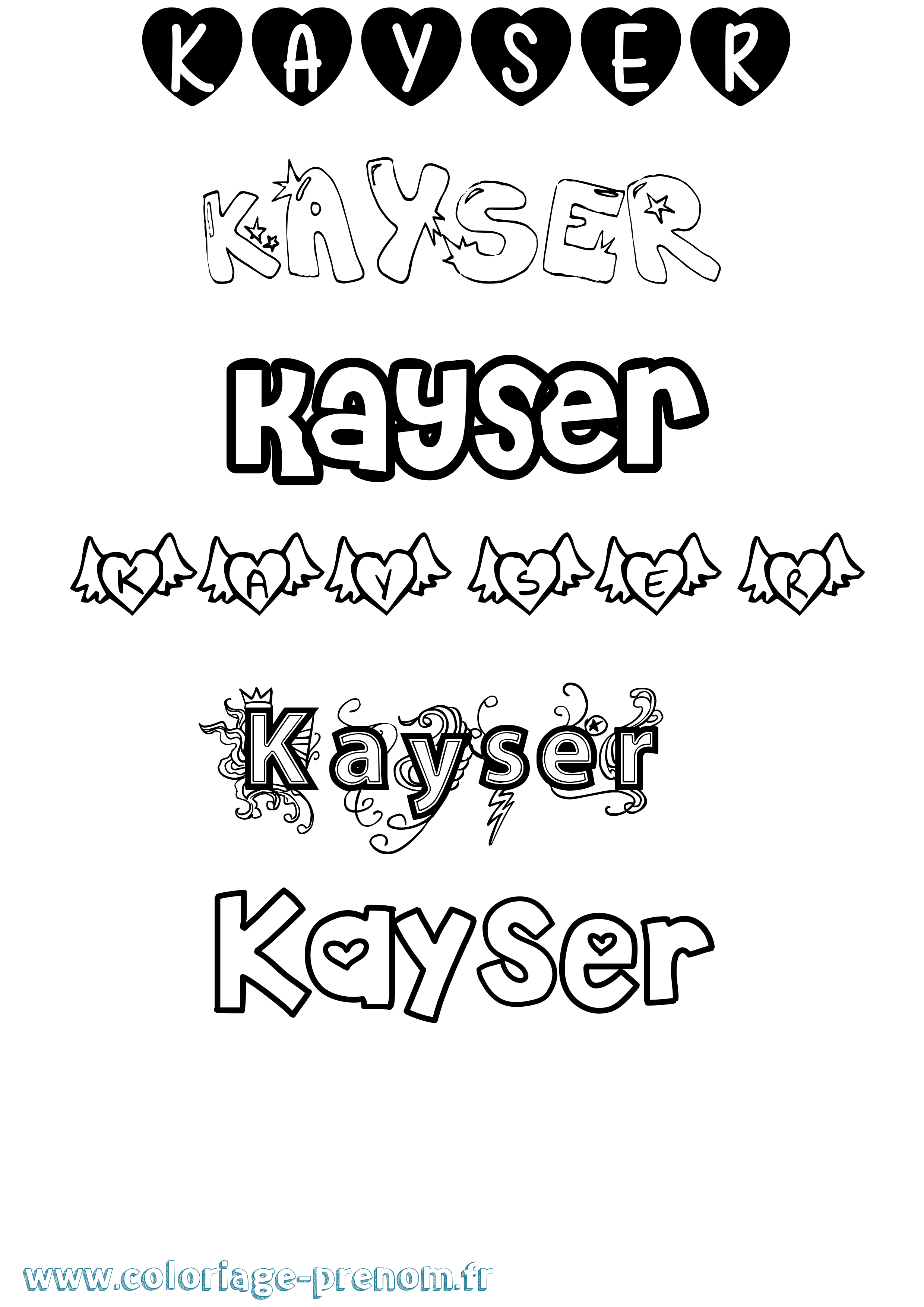 Coloriage Kayser Girly Coloriage prénom Kayser Girly
