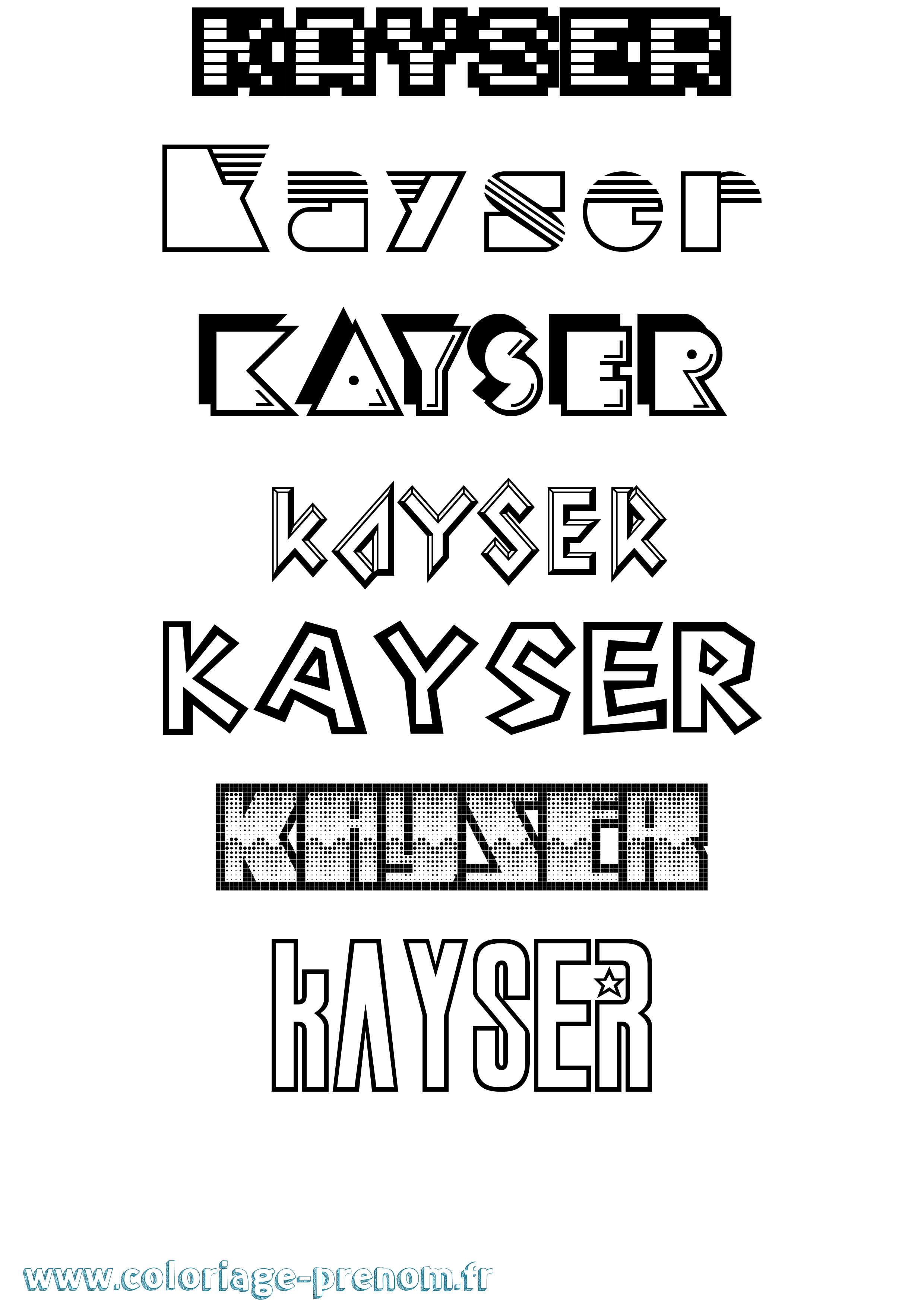 Coloriage Kayser Jeux Vidéos Coloriage prénom Kayser Jeux Vidéos