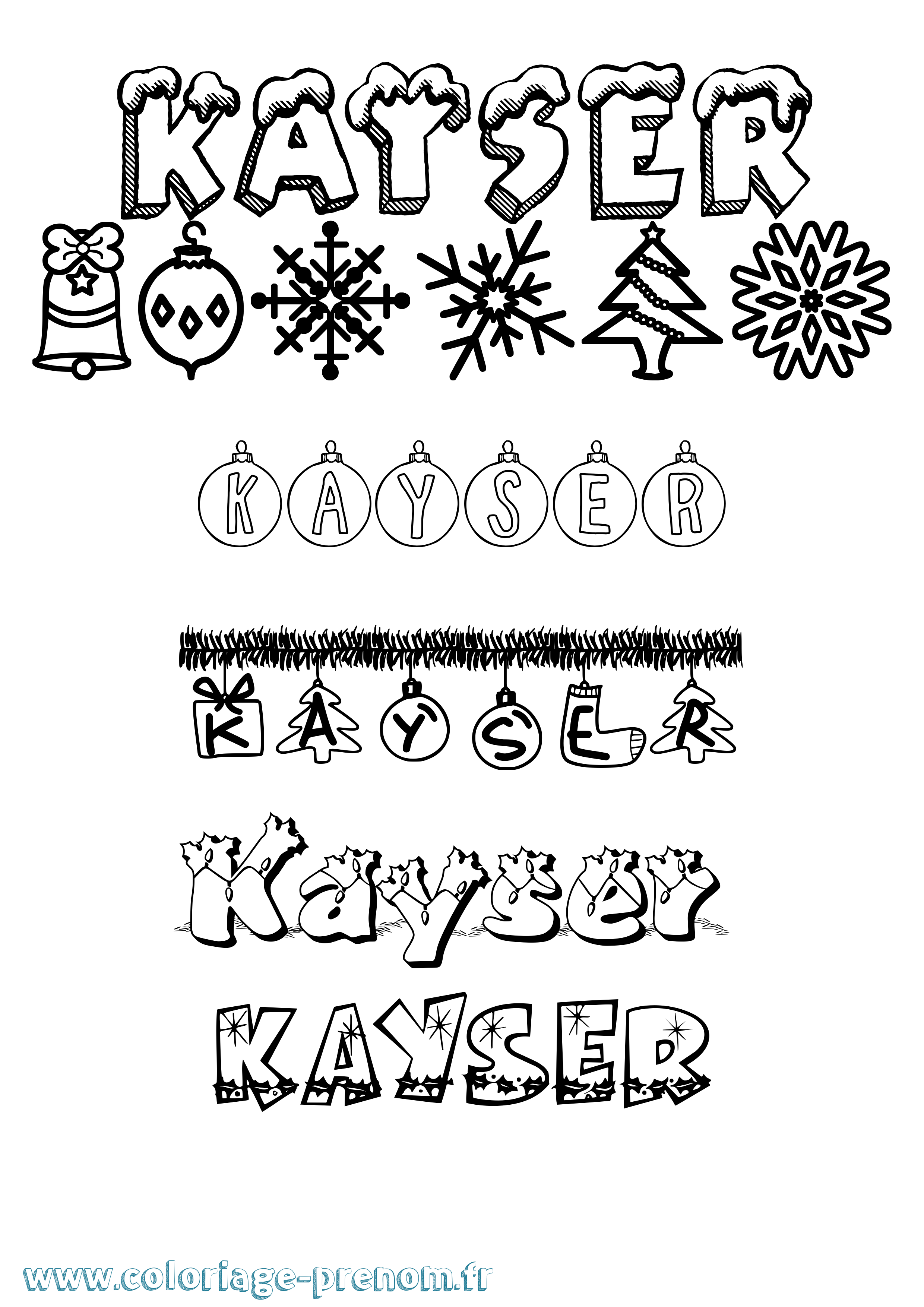 Coloriage Kayser Noël Coloriage prénom Kayser Noël