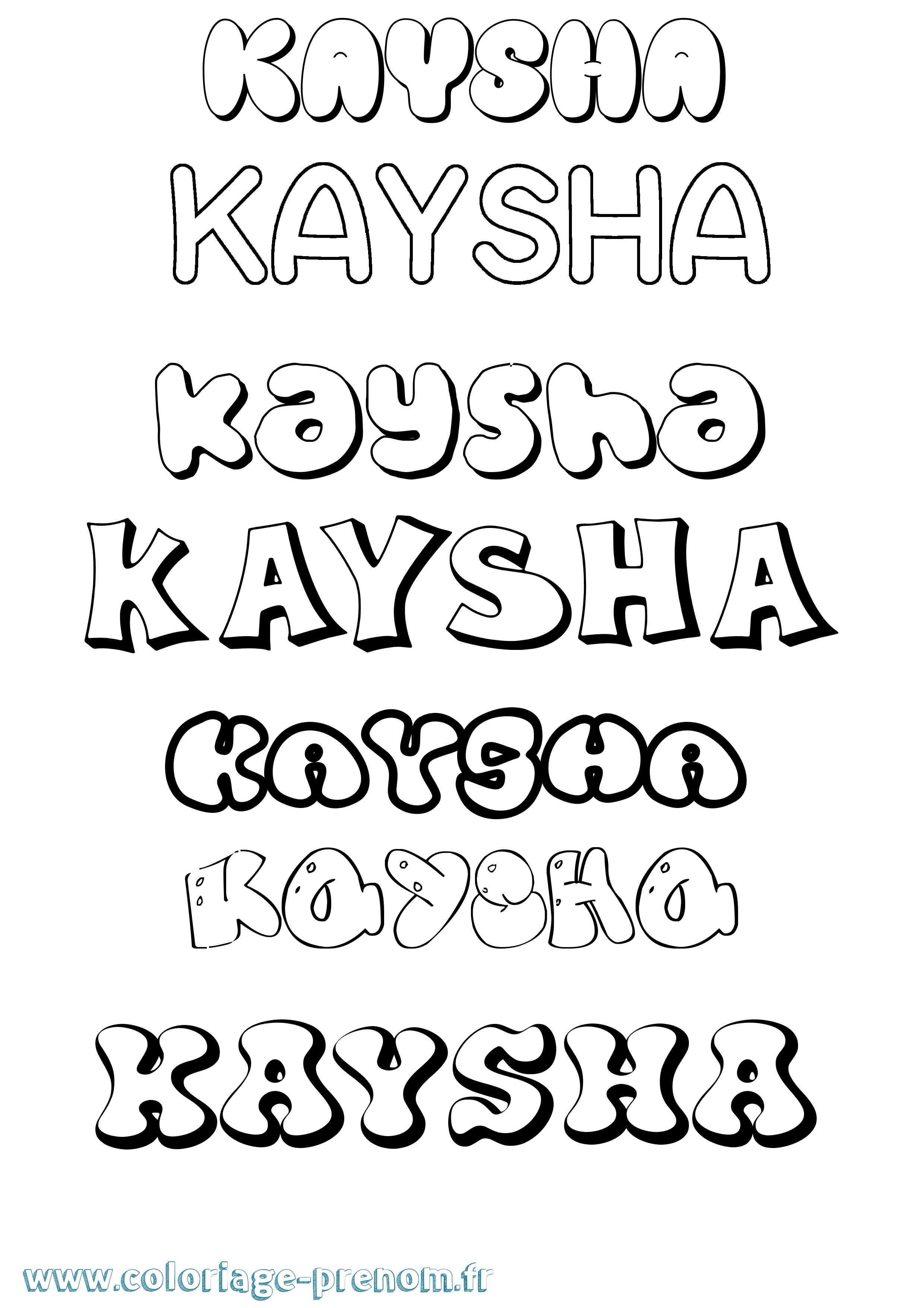 Coloriage Kaysha Bubble Coloriage prénom Kaysha Bubble