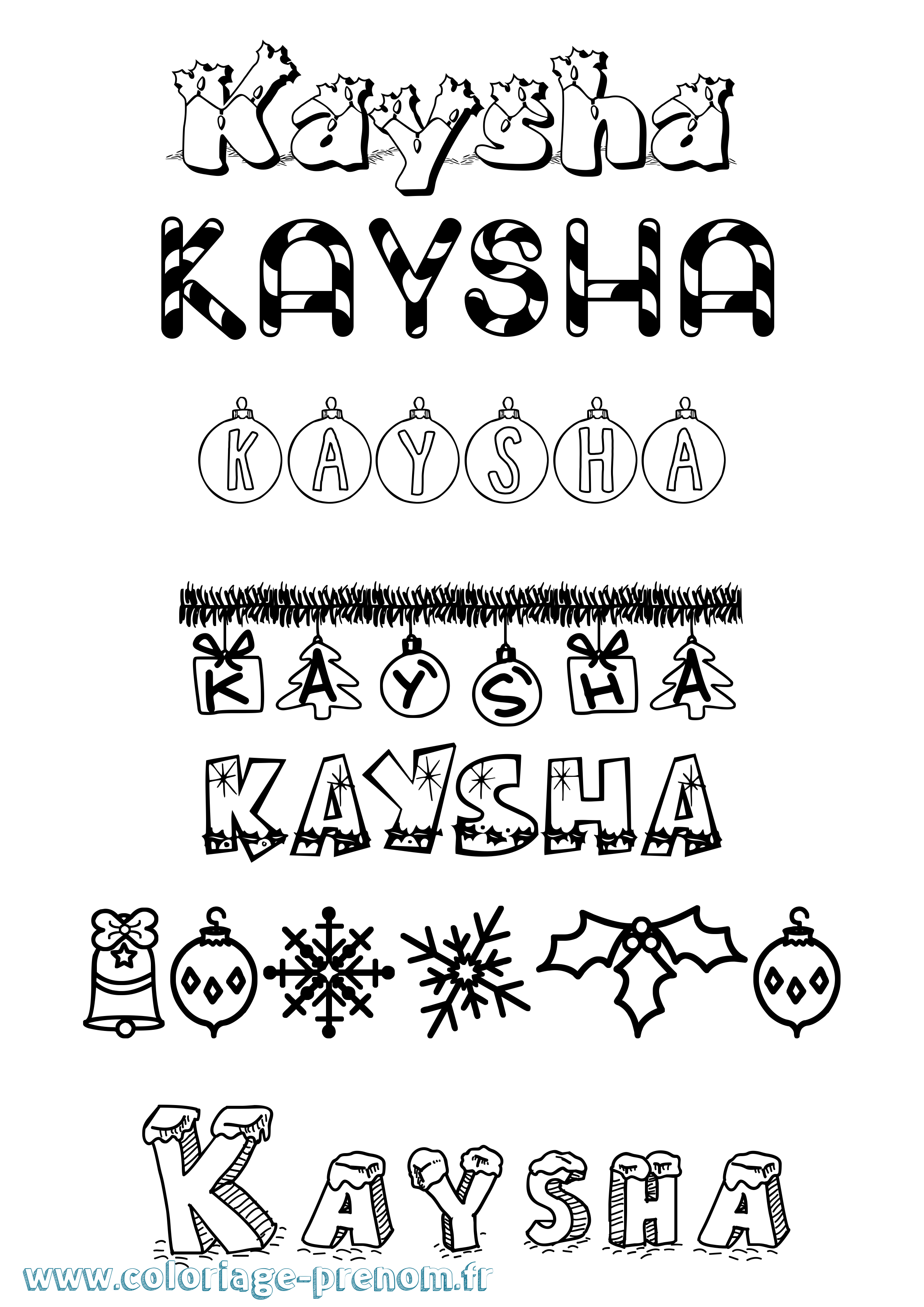 Coloriage Kaysha Noël Coloriage prénom Kaysha Noël