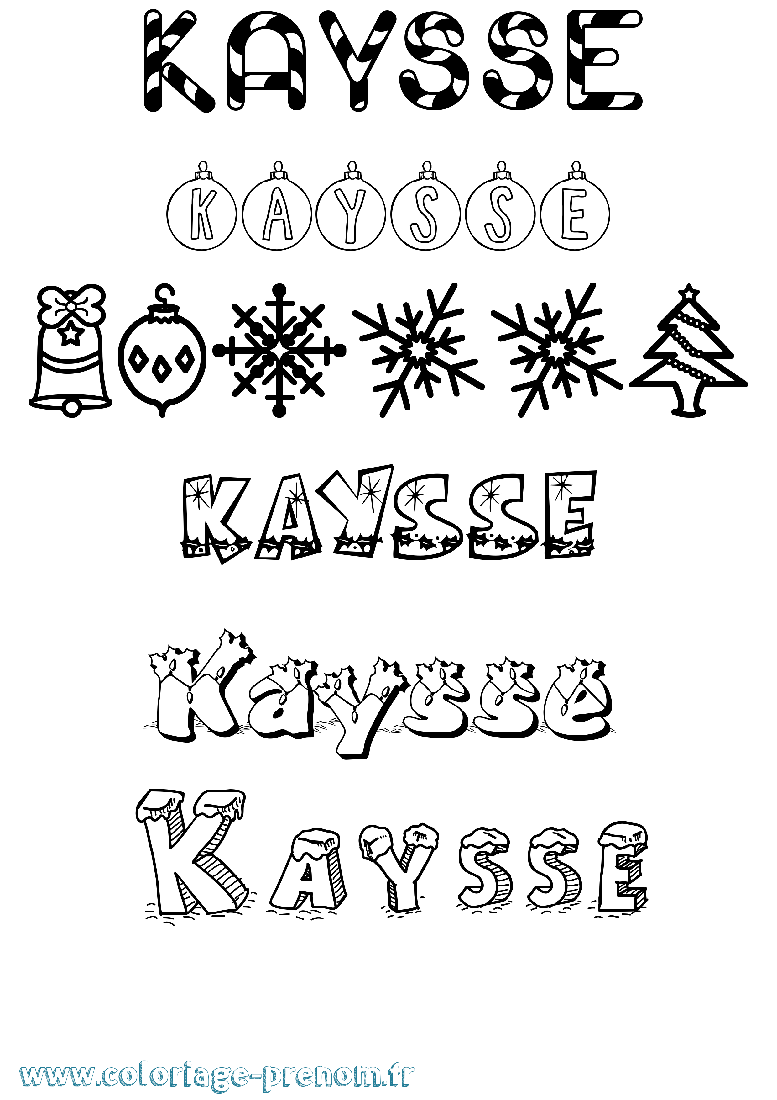 Coloriage Kaysse Noël Coloriage prénom Kaysse Noël