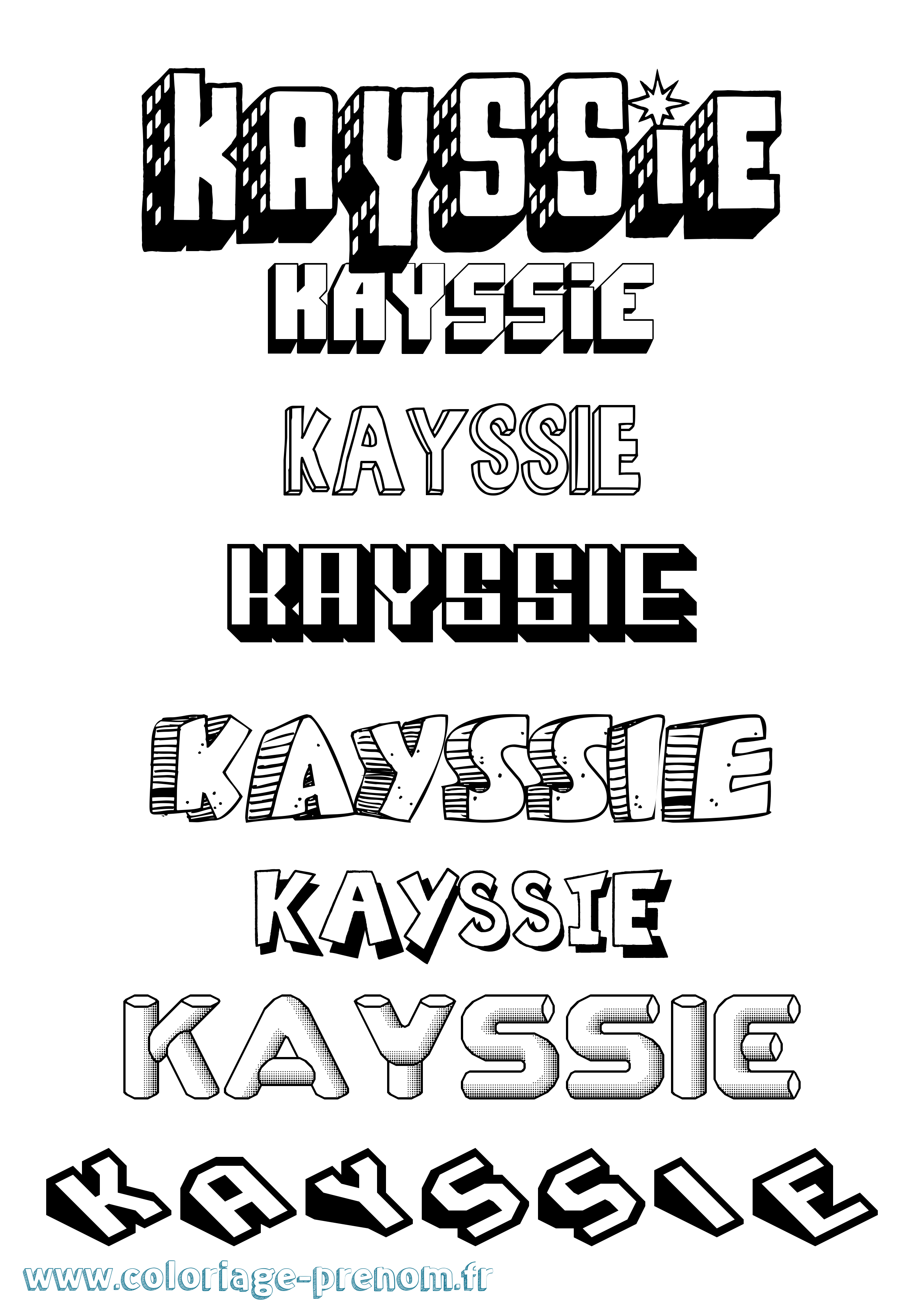 Coloriage Kayssie Effet 3D Coloriage prénom Kayssie Effet 3D