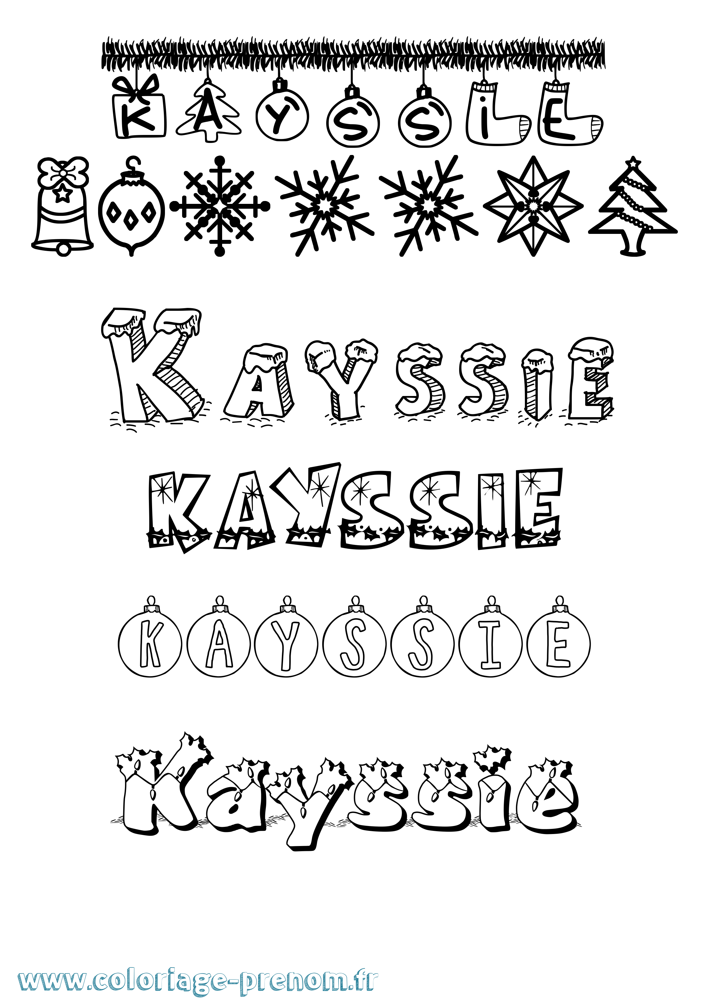 Coloriage Kayssie Noël Coloriage prénom Kayssie Noël