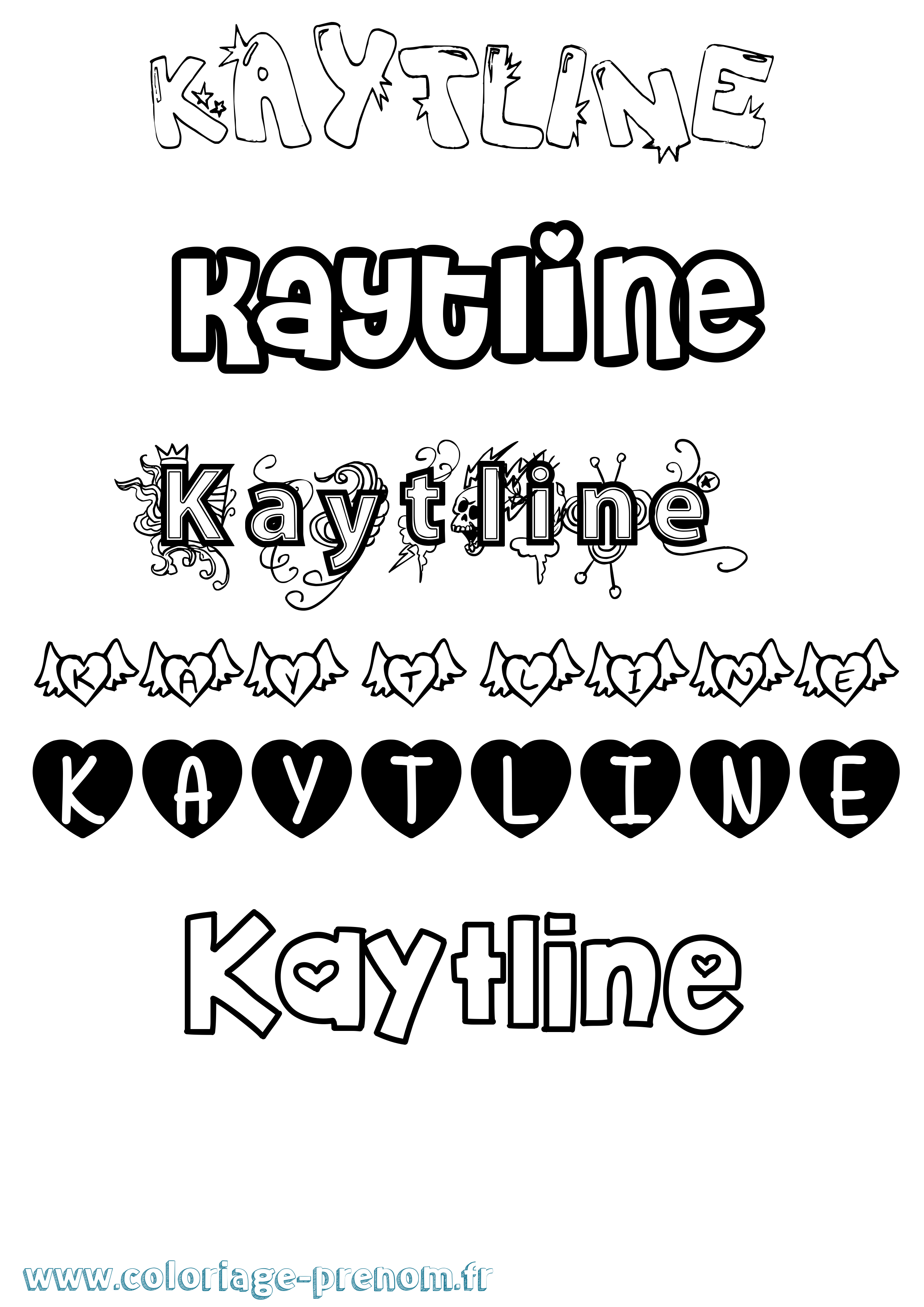 Coloriage Kaytline Girly Coloriage prénom Kaytline Girly