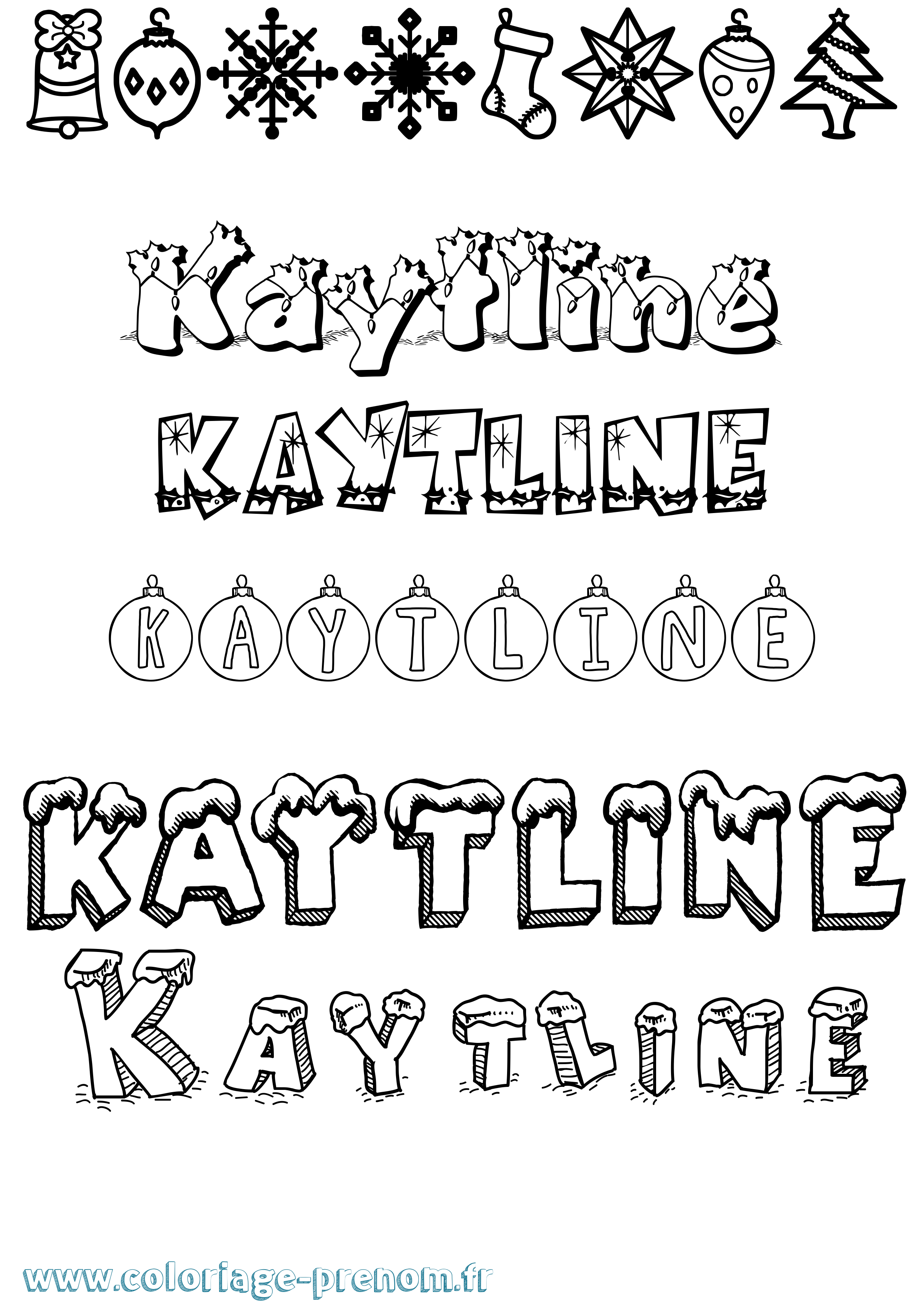 Coloriage Kaytline Noël Coloriage prénom Kaytline Noël