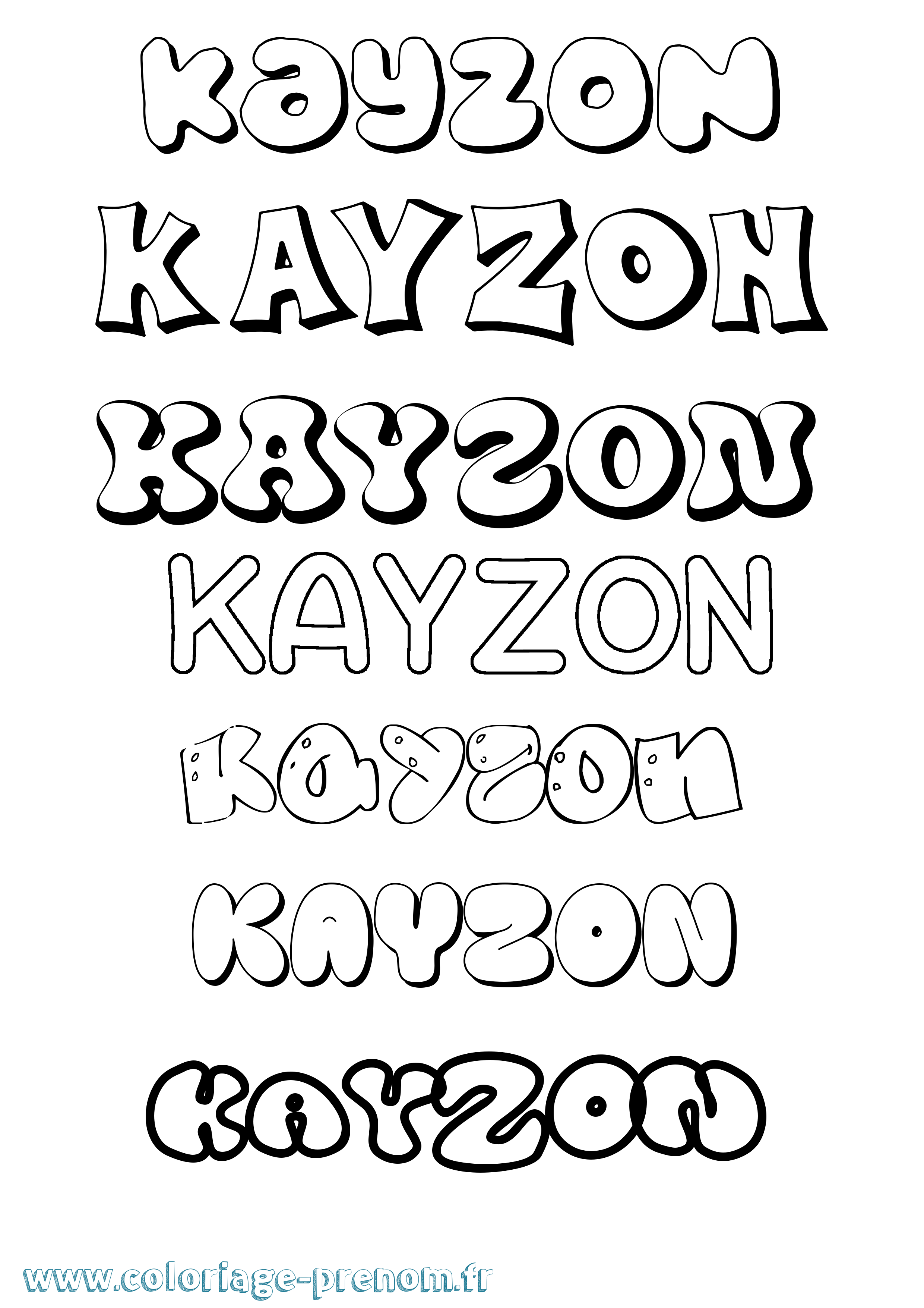 Coloriage Kayzon Bubble Coloriage prénom Kayzon Bubble