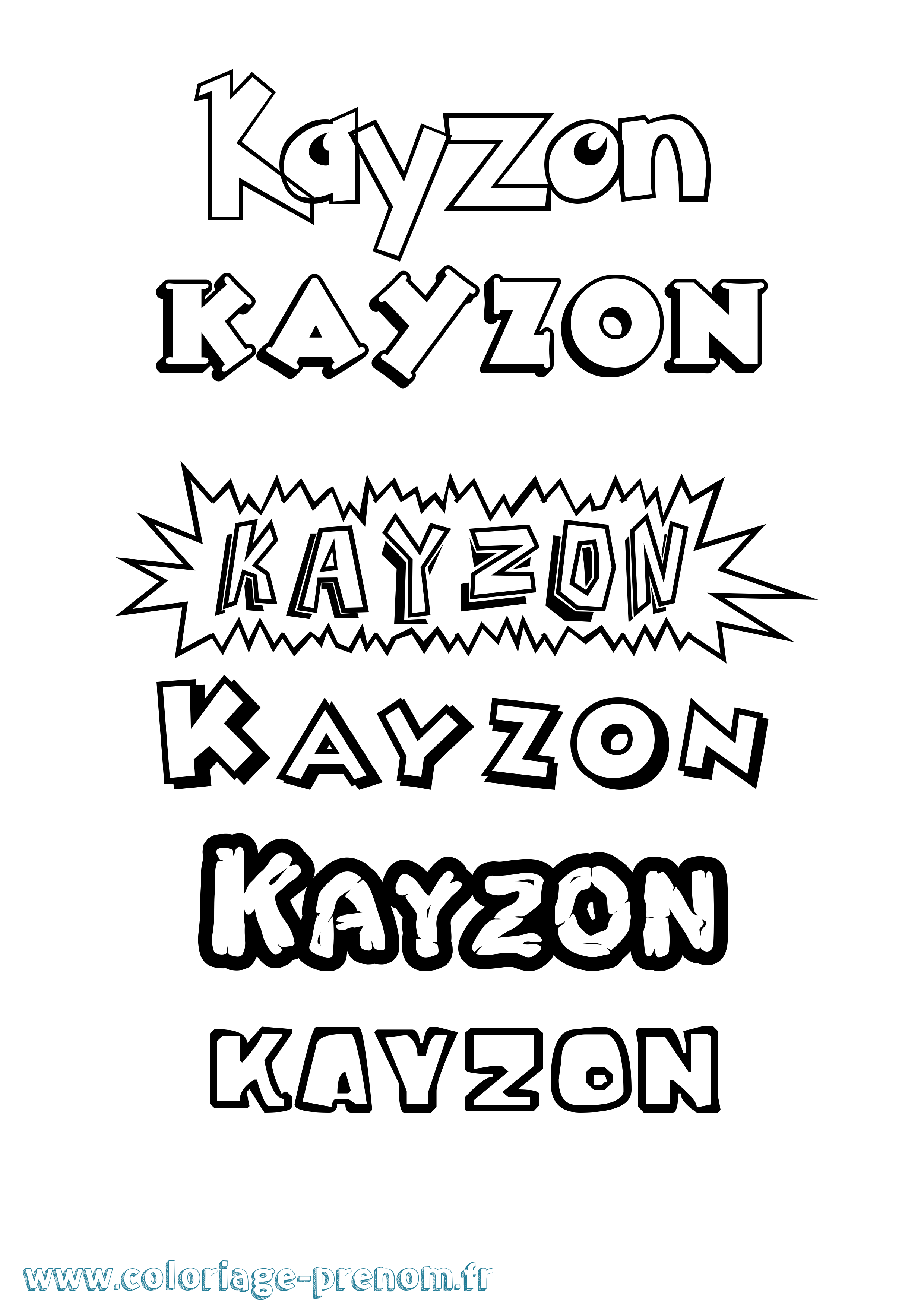 Coloriage Kayzon Dessin Animé Coloriage prénom Kayzon Dessin Animé