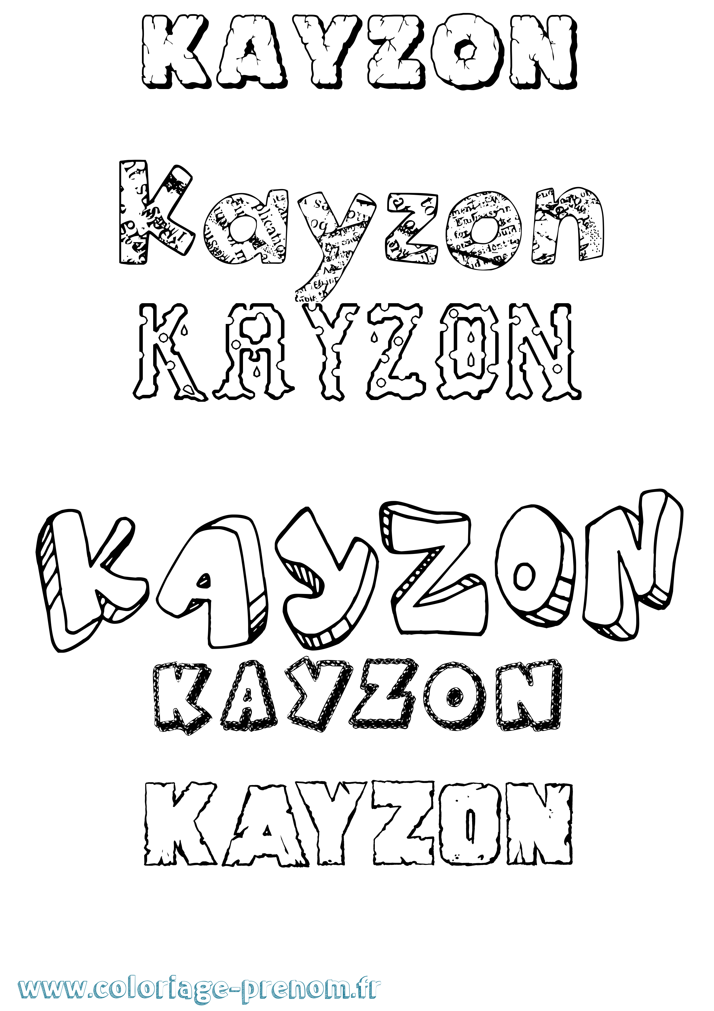 Coloriage Kayzon Destructuré Coloriage prénom Kayzon Destructuré