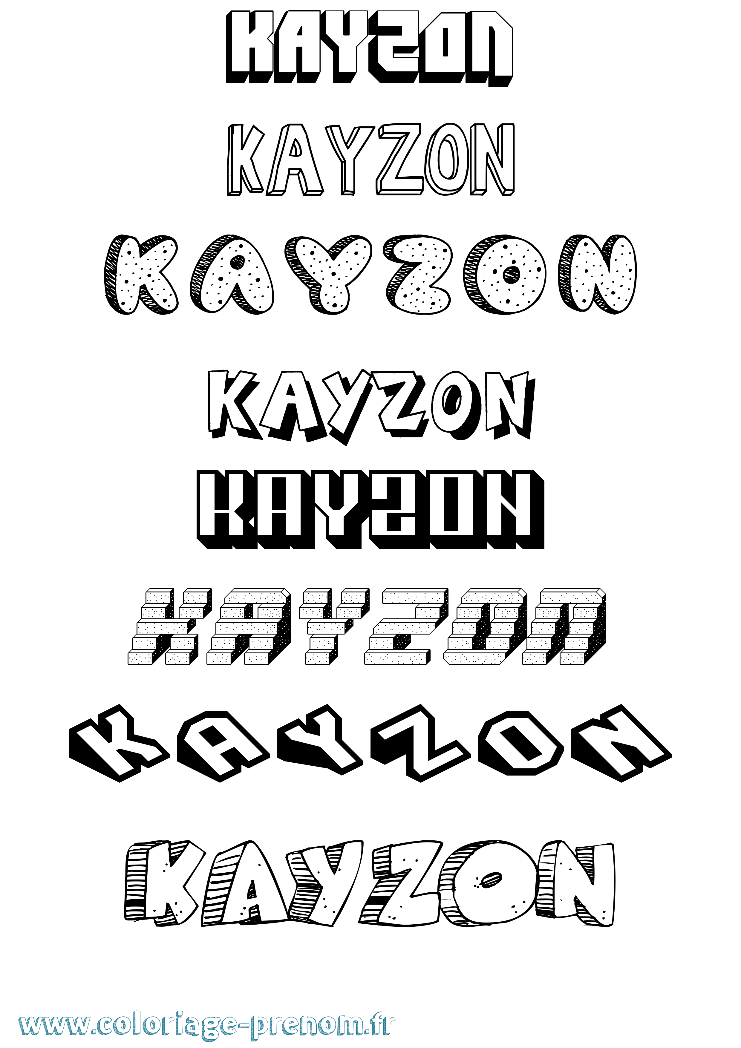 Coloriage Kayzon Effet 3D Coloriage prénom Kayzon Effet 3D