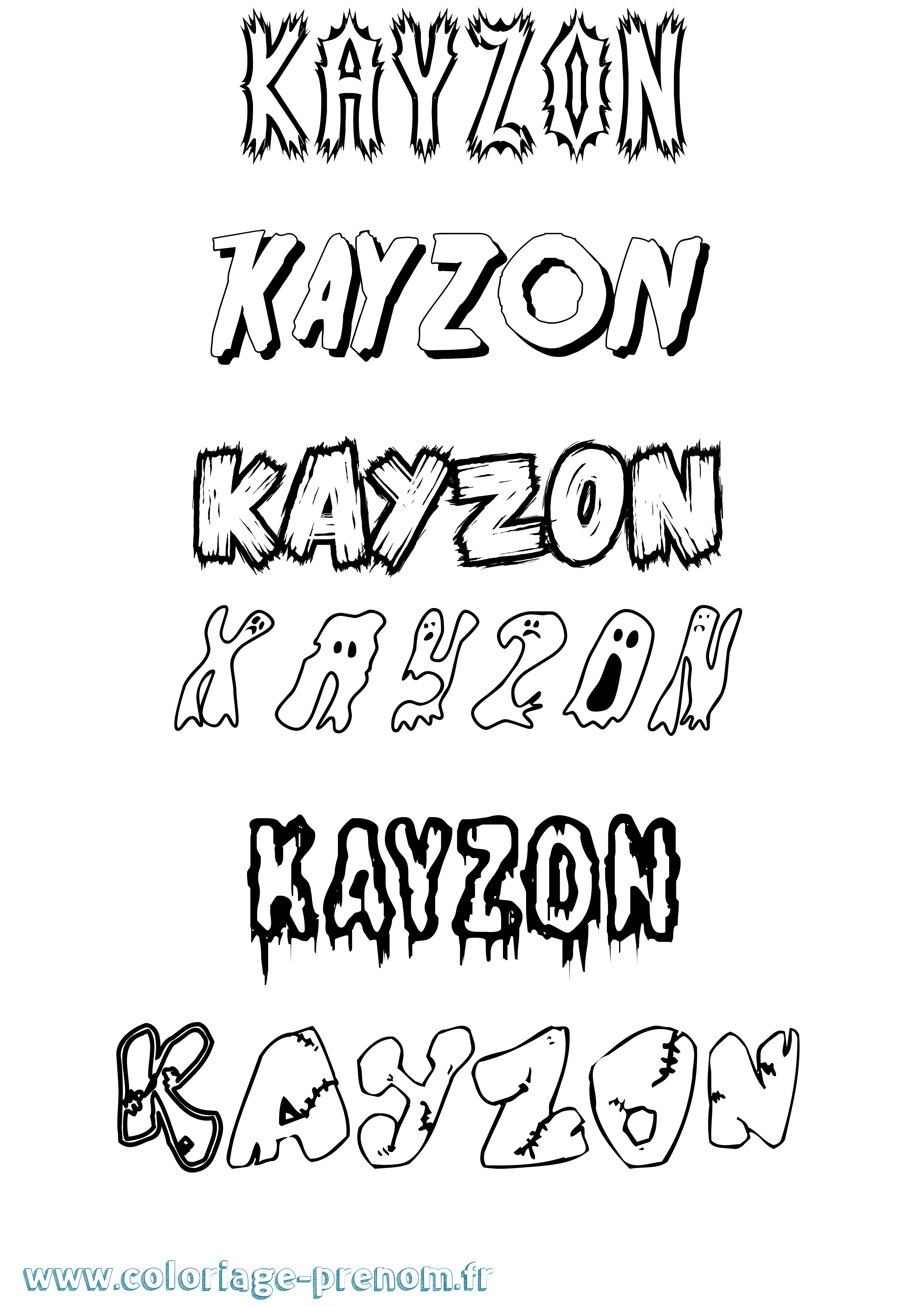 Coloriage Kayzon Frisson Coloriage prénom Kayzon Frisson