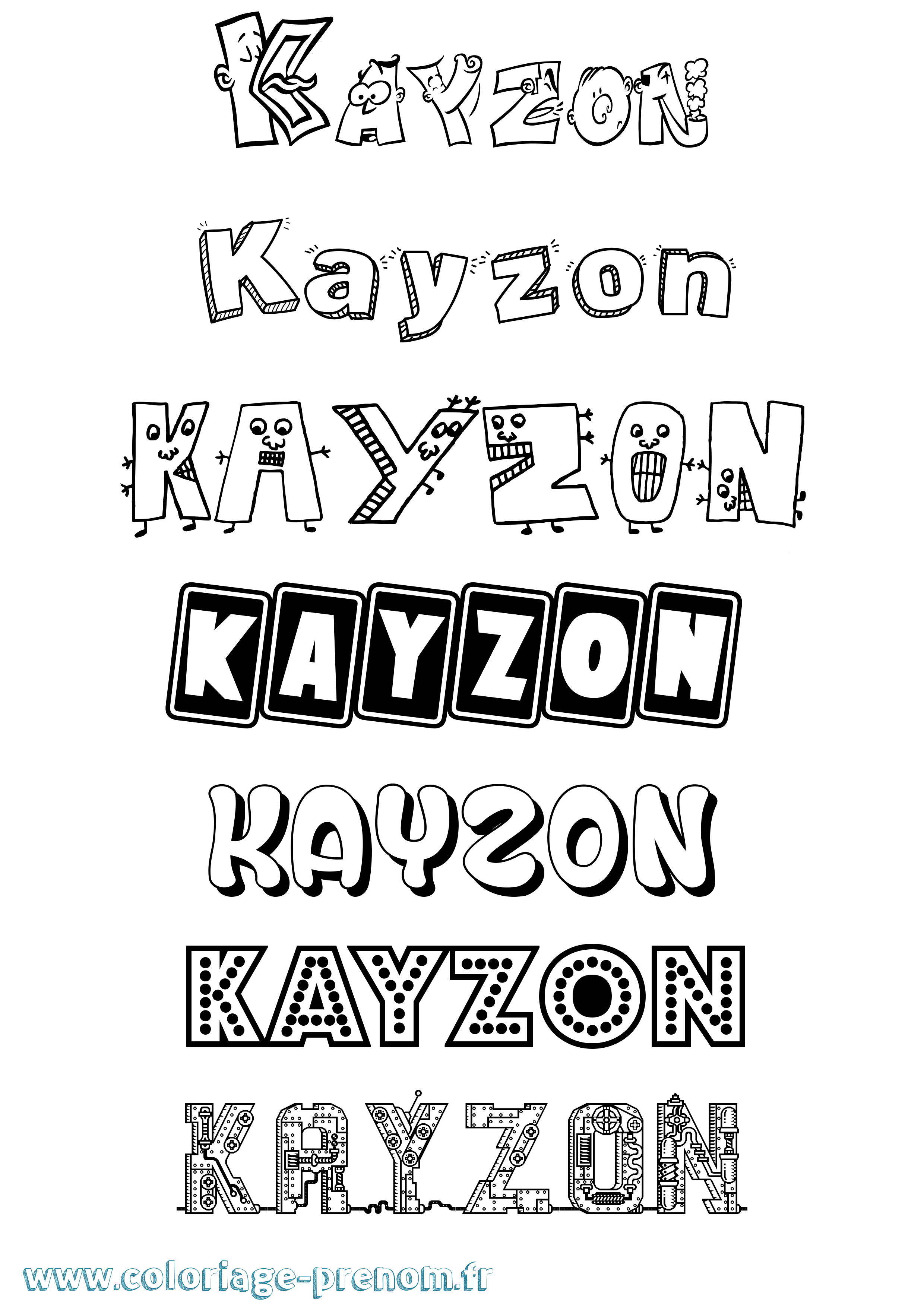 Coloriage Kayzon Fun Coloriage prénom Kayzon Fun