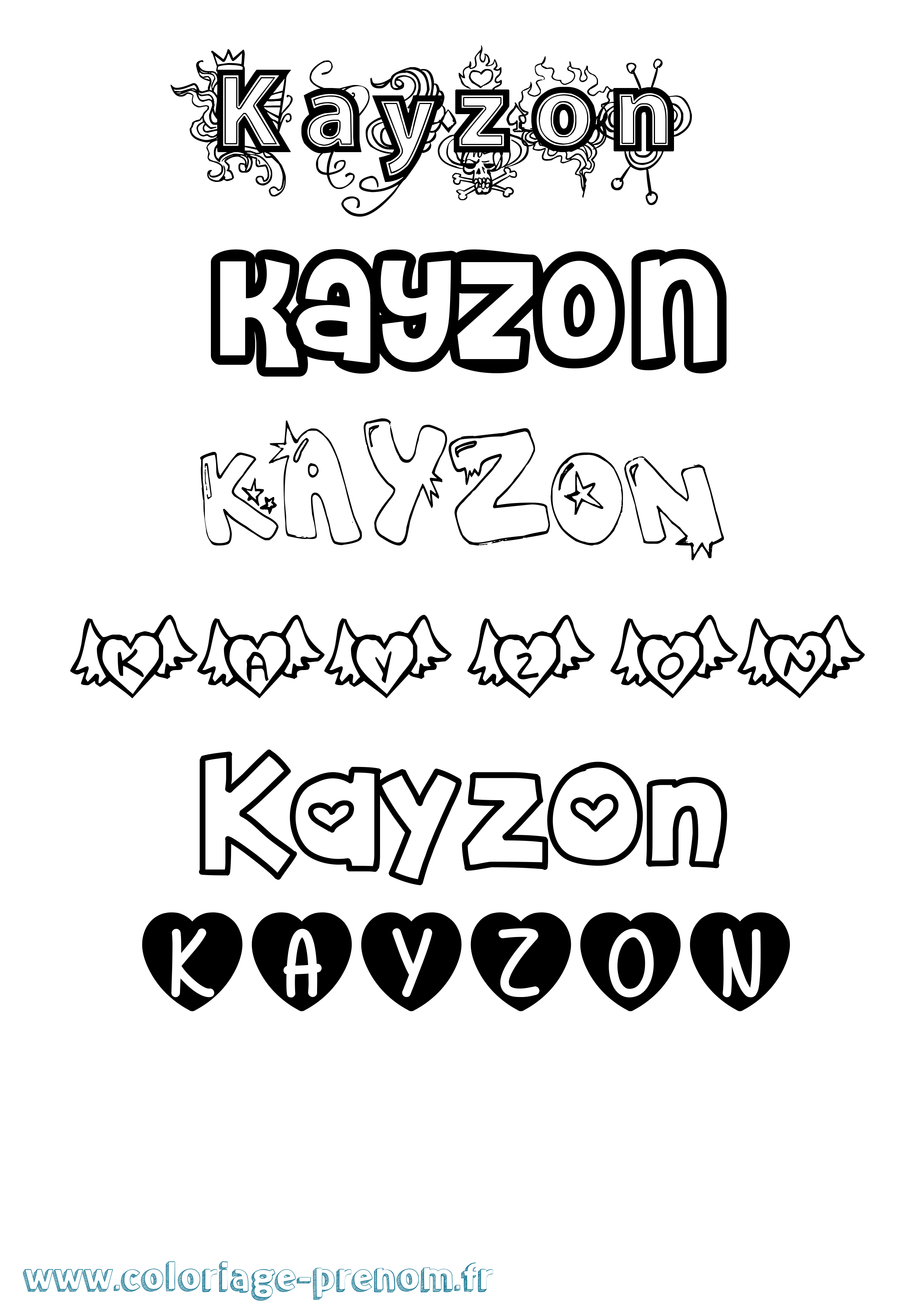 Coloriage Kayzon Girly Coloriage prénom Kayzon Girly