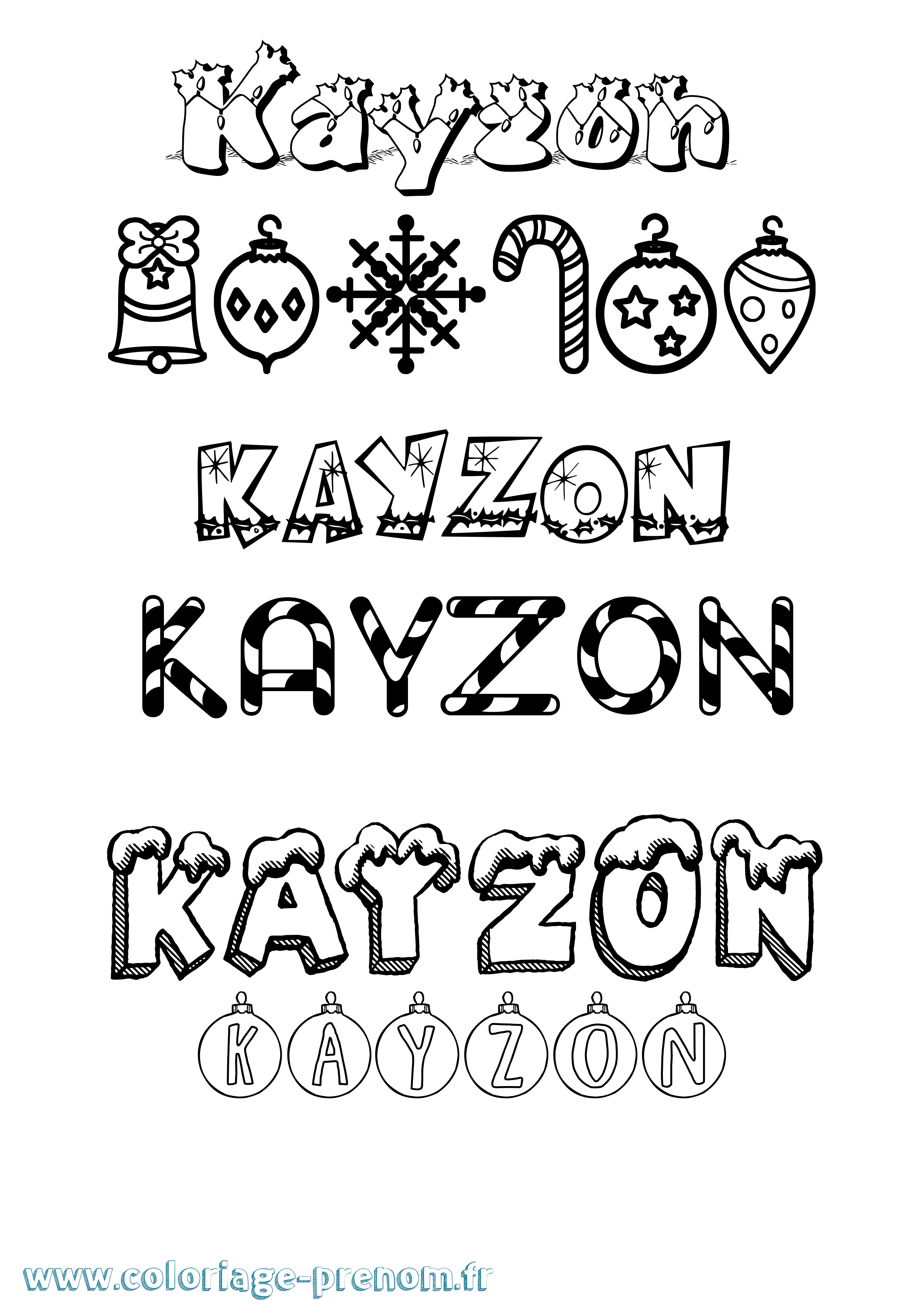 Coloriage Kayzon Noël Coloriage prénom Kayzon Noël
