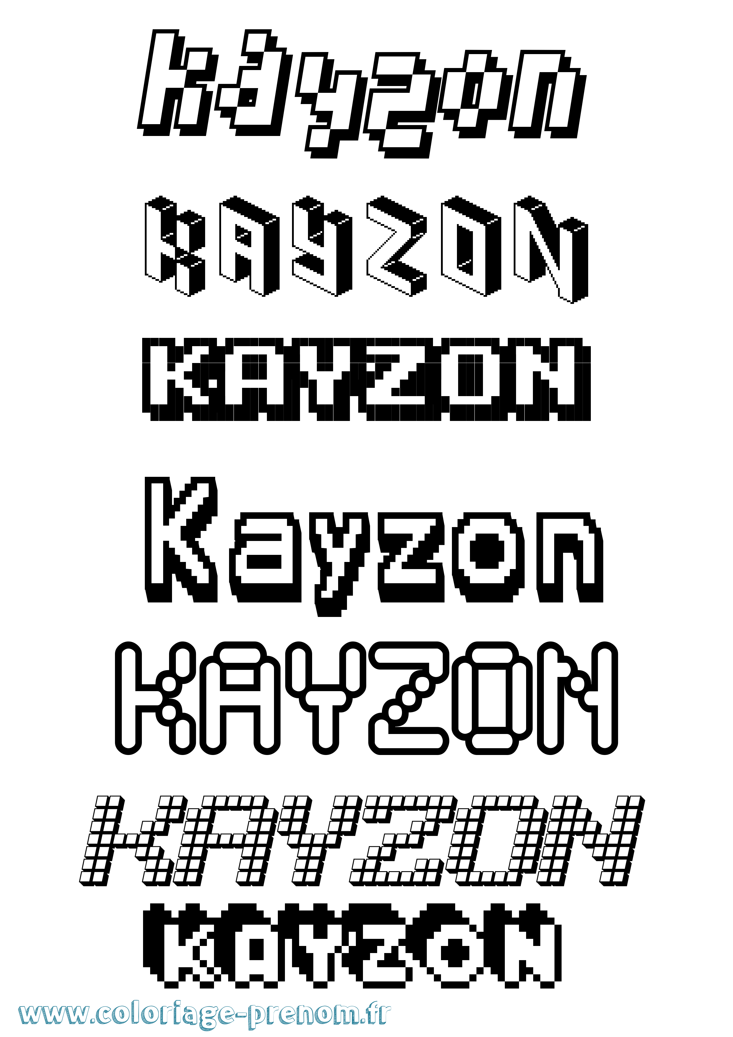 Coloriage Kayzon Pixel Coloriage prénom Kayzon Pixel