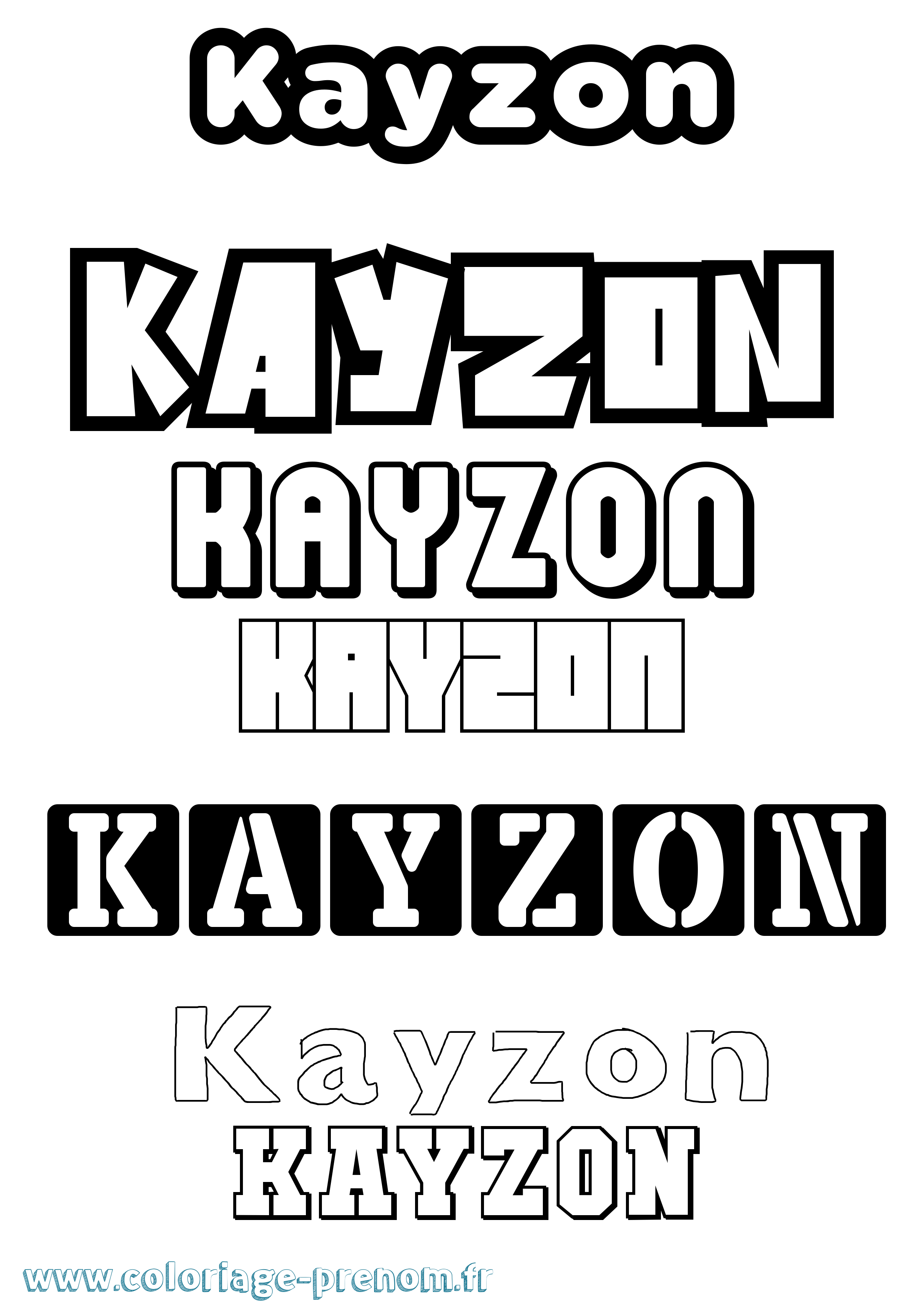 Coloriage Kayzon Simple Coloriage prénom Kayzon Simple