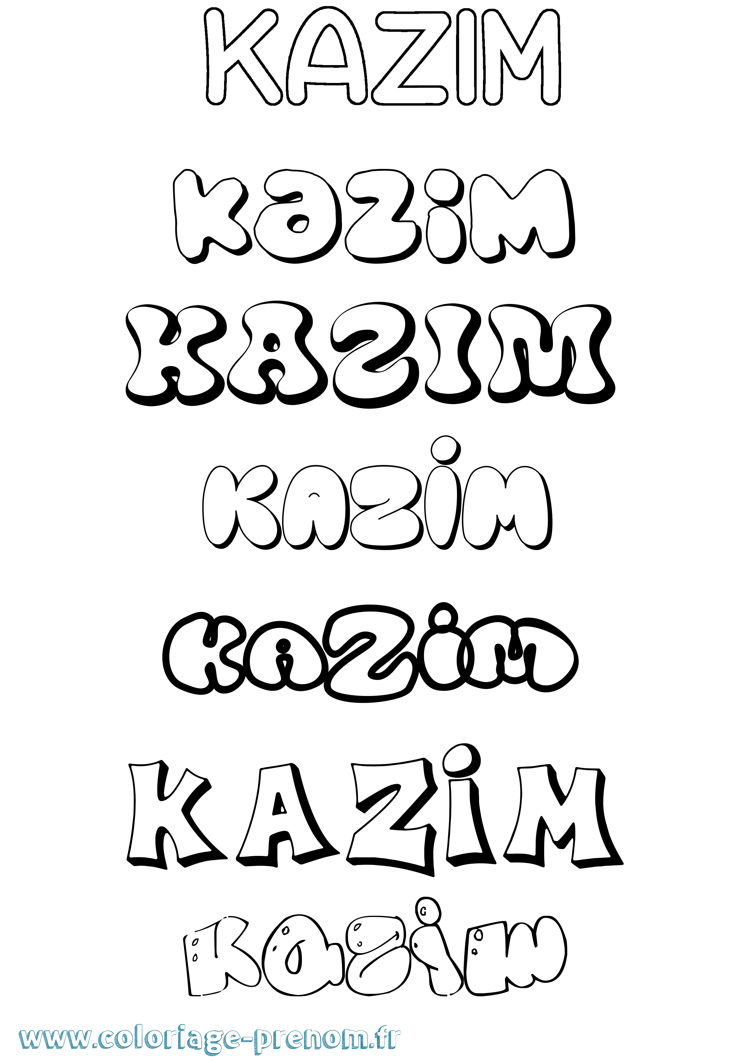 Coloriage Kazim Bubble Coloriage prénom Kazim Bubble